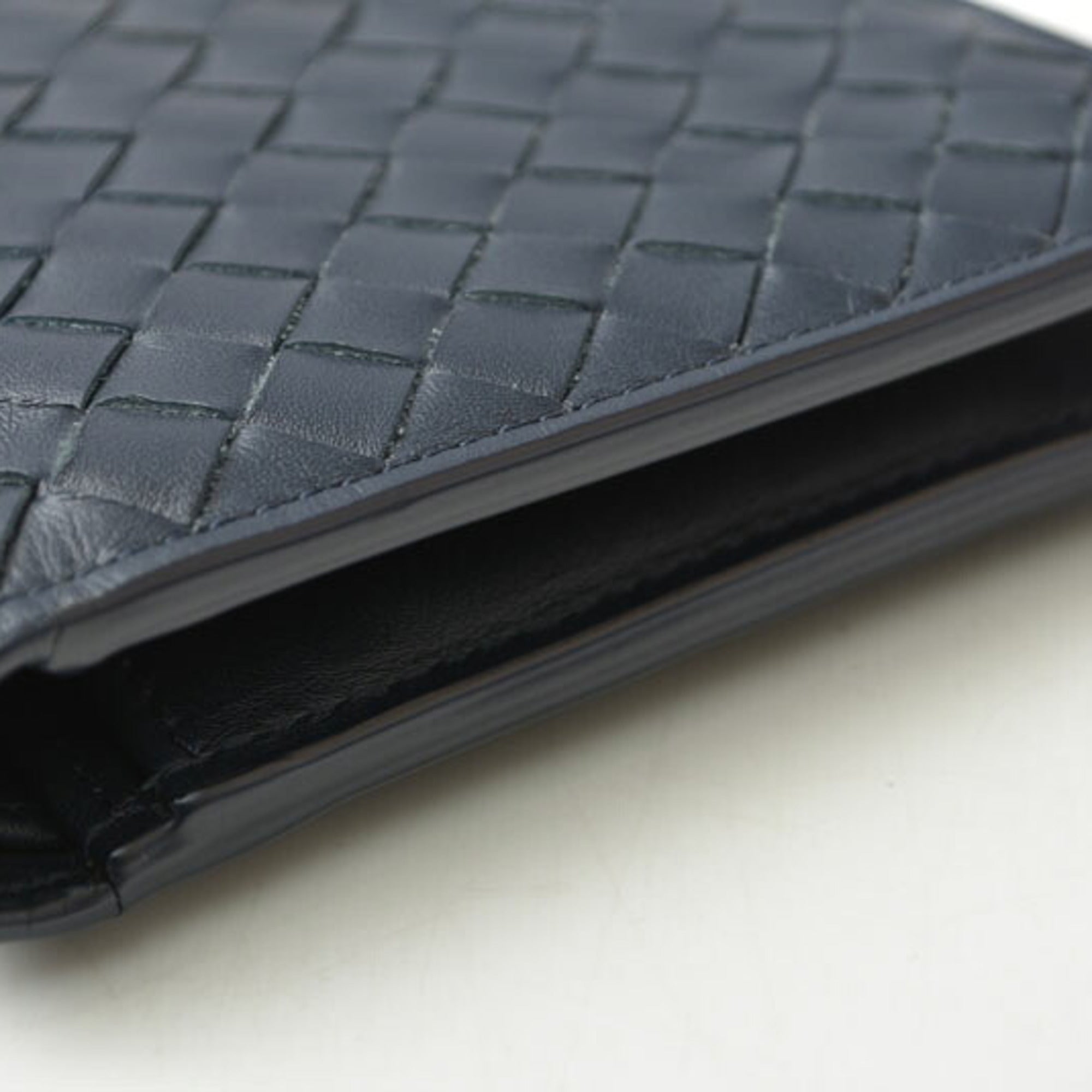 Bottega Veneta Navy Leather Wallet (Bi-Fold) (Pre-Owned)