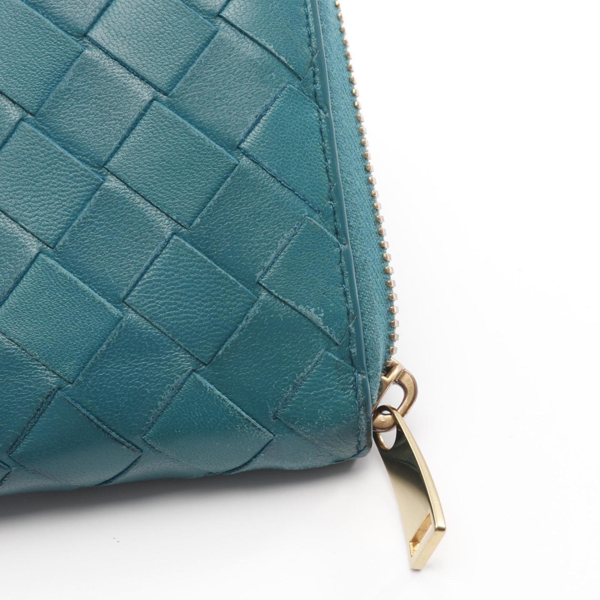 Bottega Veneta Green Leather Long Wallet (Bi-Fold) (Pre-Owned)