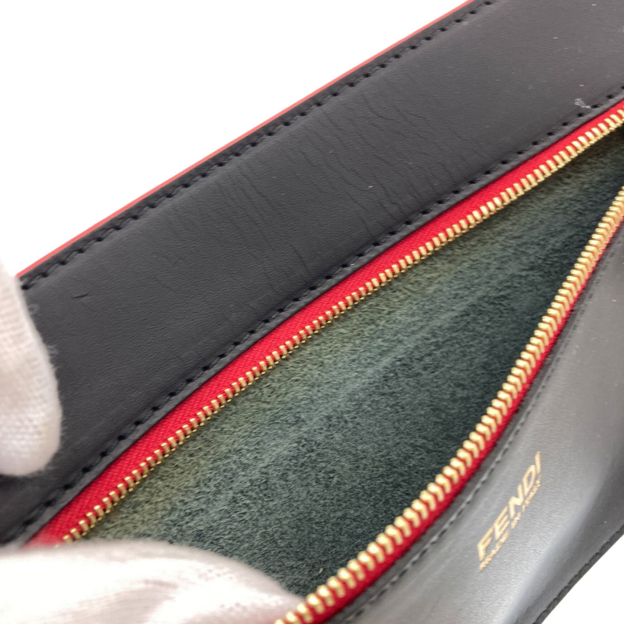 Fendi Black Brown Canvas Handbag Pouch (Pre-Owned)