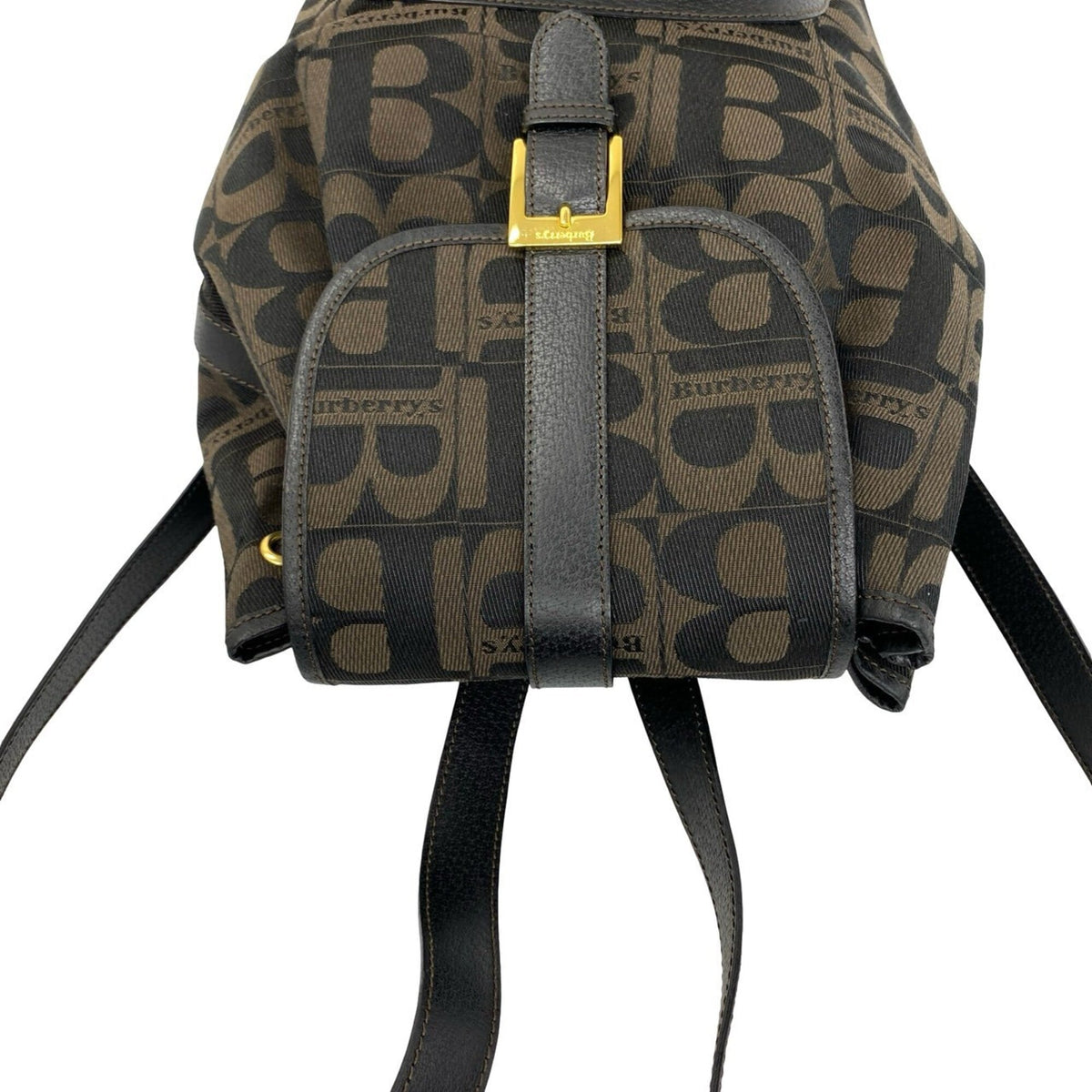 Burberry Black Brown Canvas Leather Backpack (Pre-Owned)