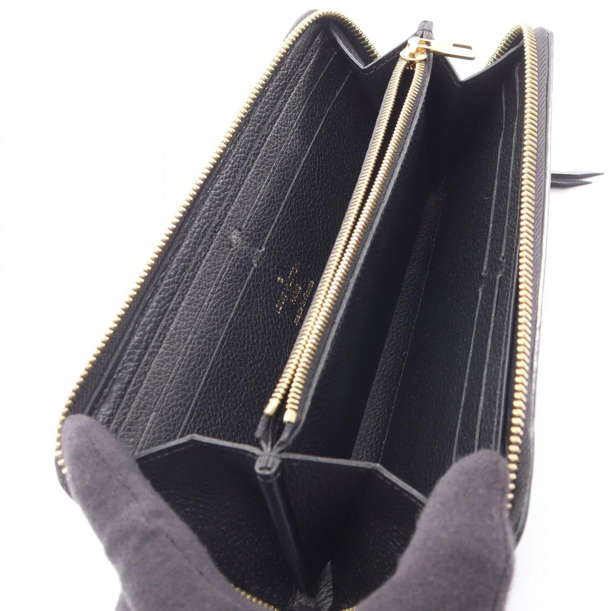 Louis Vuitton Black Noir Leather Long Wallet (Bi-Fold) (Pre-Owned)