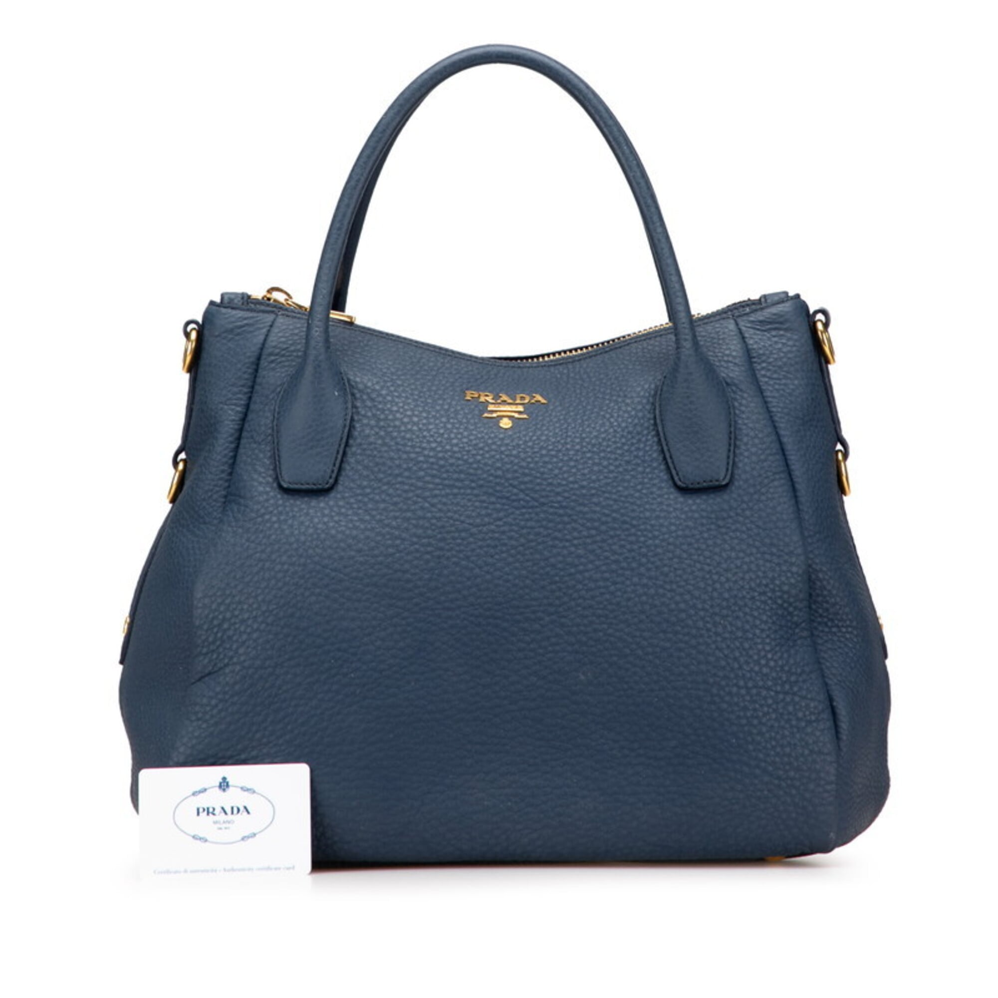 Prada Blue Vitello Daino Handbag (Pre-Owned)