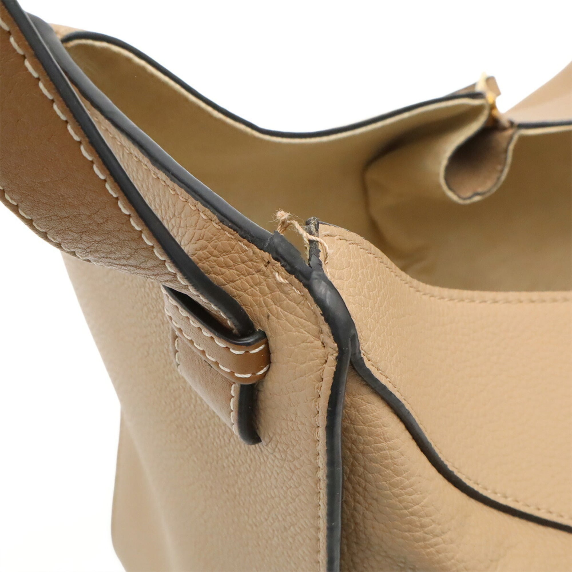 Loewe Beige Brown Brown Leather Handbag Shoulder Bag (Pre-Owned)