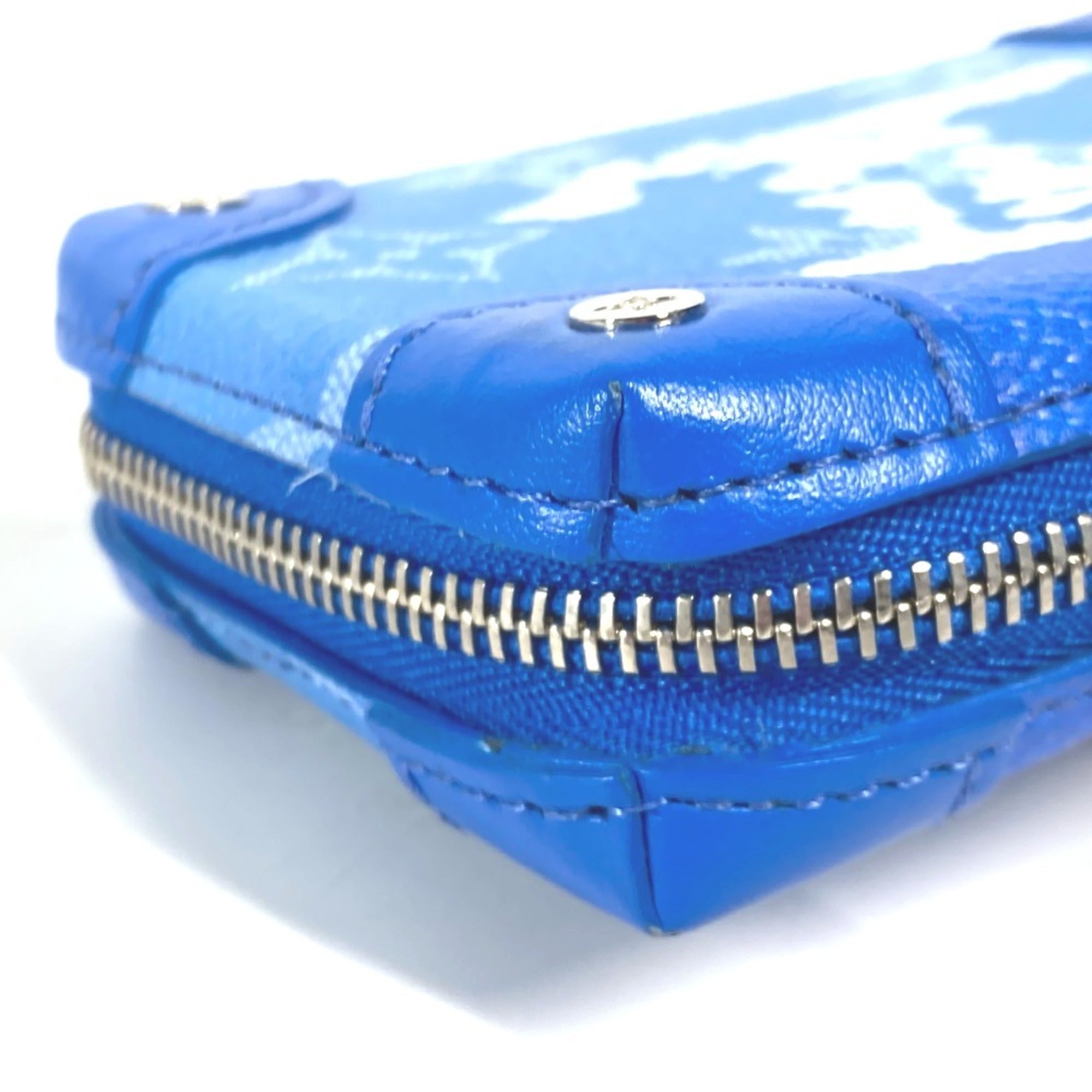 Louis Vuitton Blue White Leather Coin Purse/Coin Case (Pre-Owned)