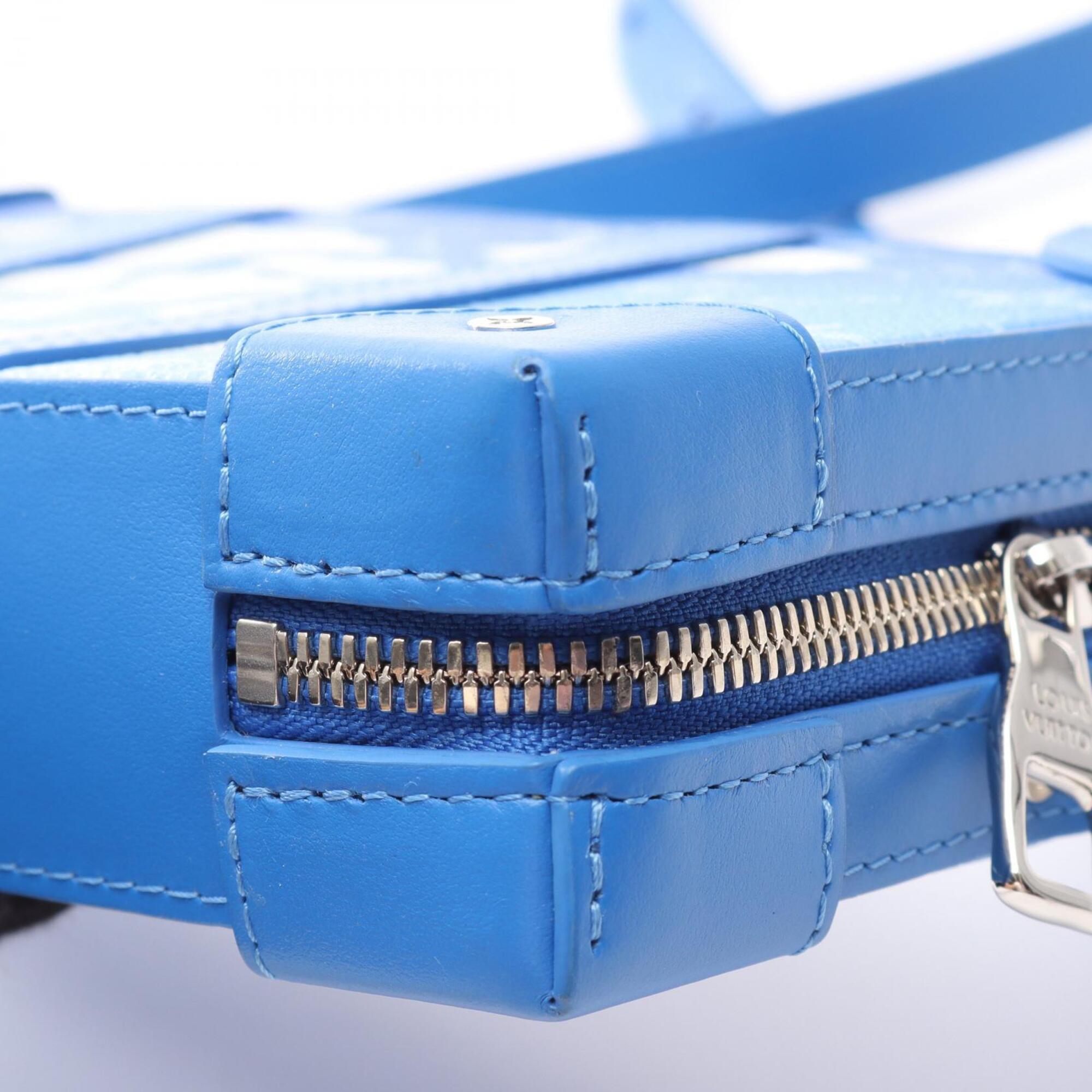Louis Vuitton Blue White Coated Canvas Leather Handbag Shoulder Bag (Pre-Owned)