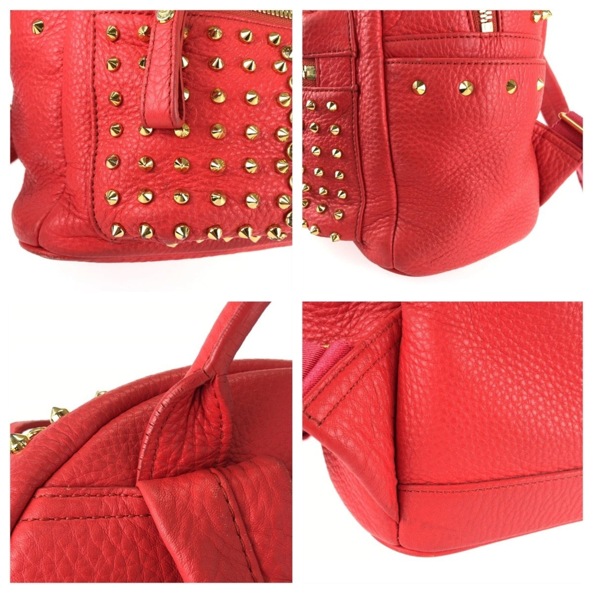 Mcm Red Color Leather Rhinestone Backpack (Pre-Owned)
