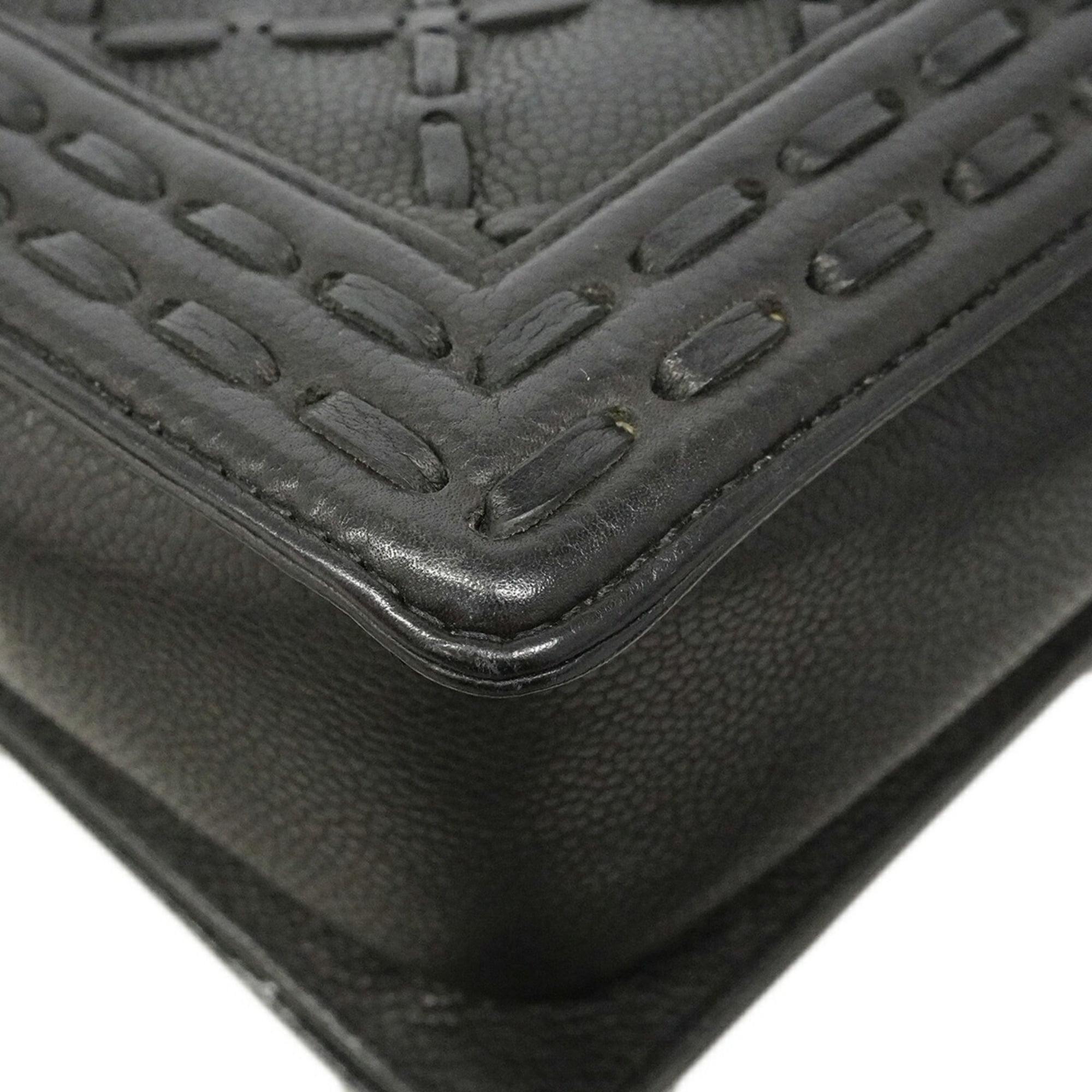 Chanel Black Grained Calfskin Shoulder Bag (Pre-Owned)