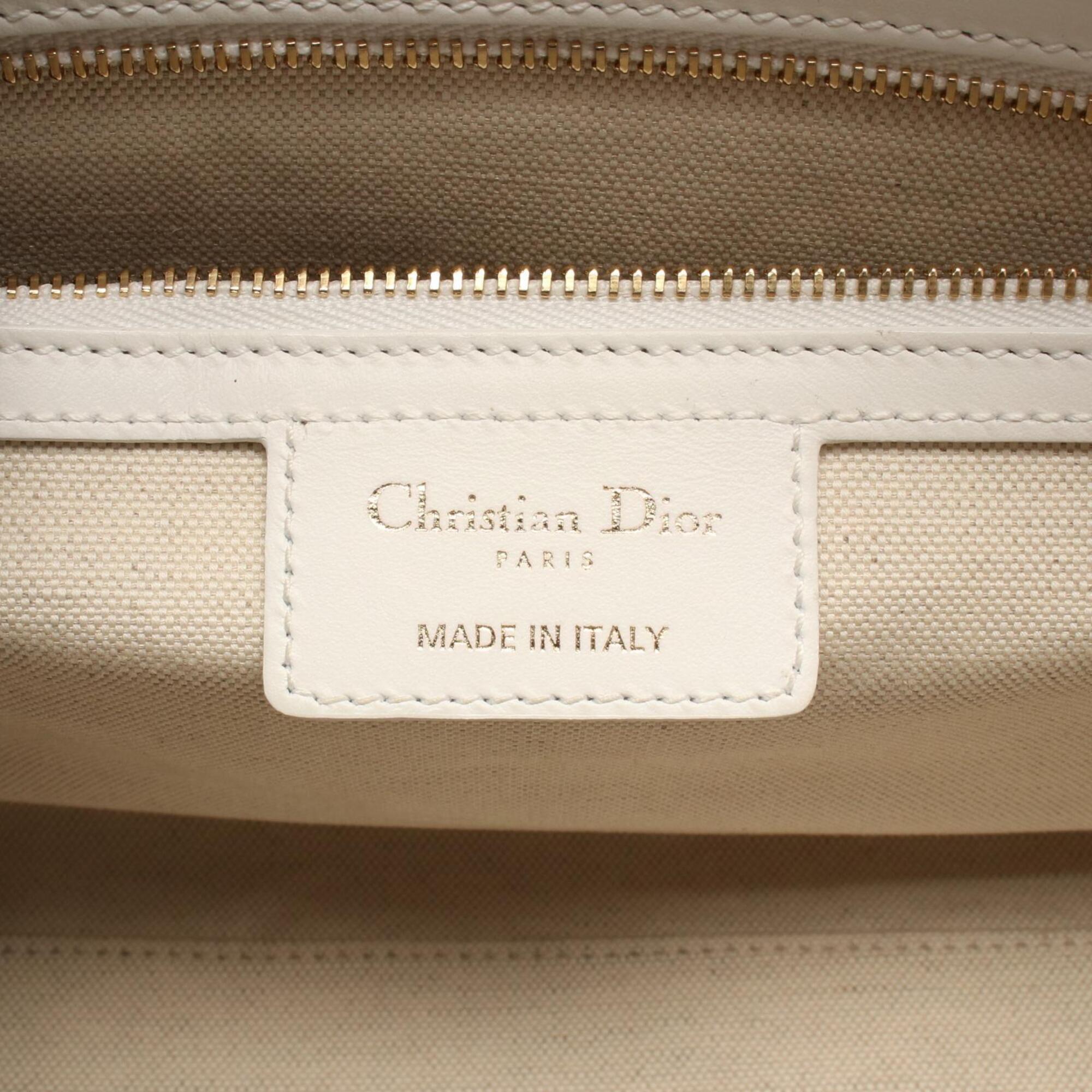 Christian Dior Black White Leather Handbag (Pre-Owned)