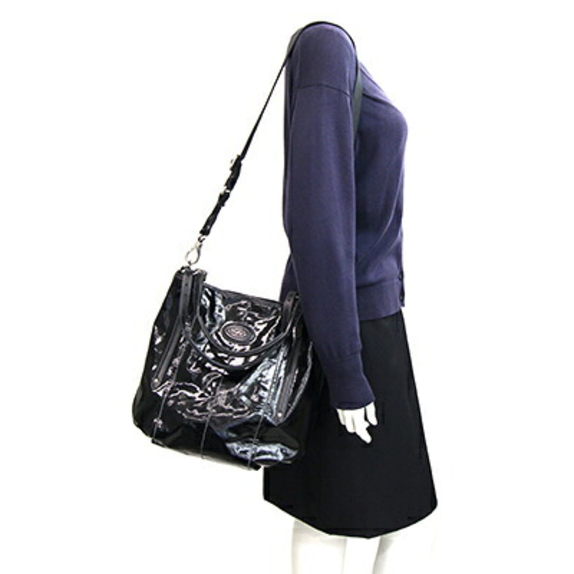 Tod's Black Coated Canvas Leather Tote Bag (Pre-Owned)