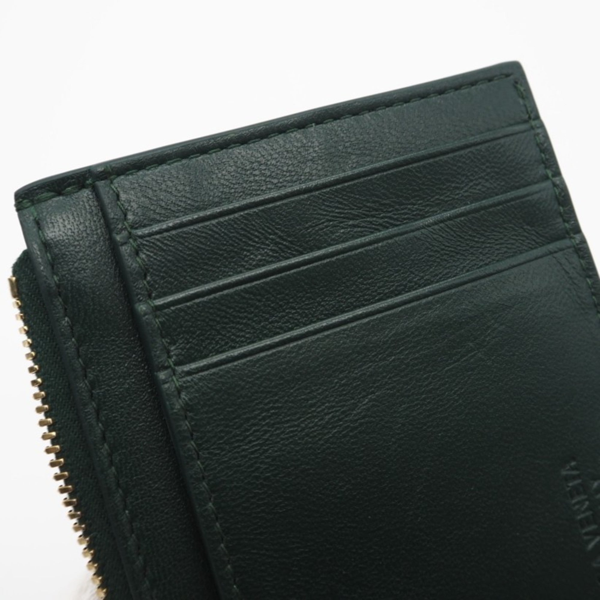 Bottega Veneta Emerald Green Green Leather Card Wallet (Pre-Owned)