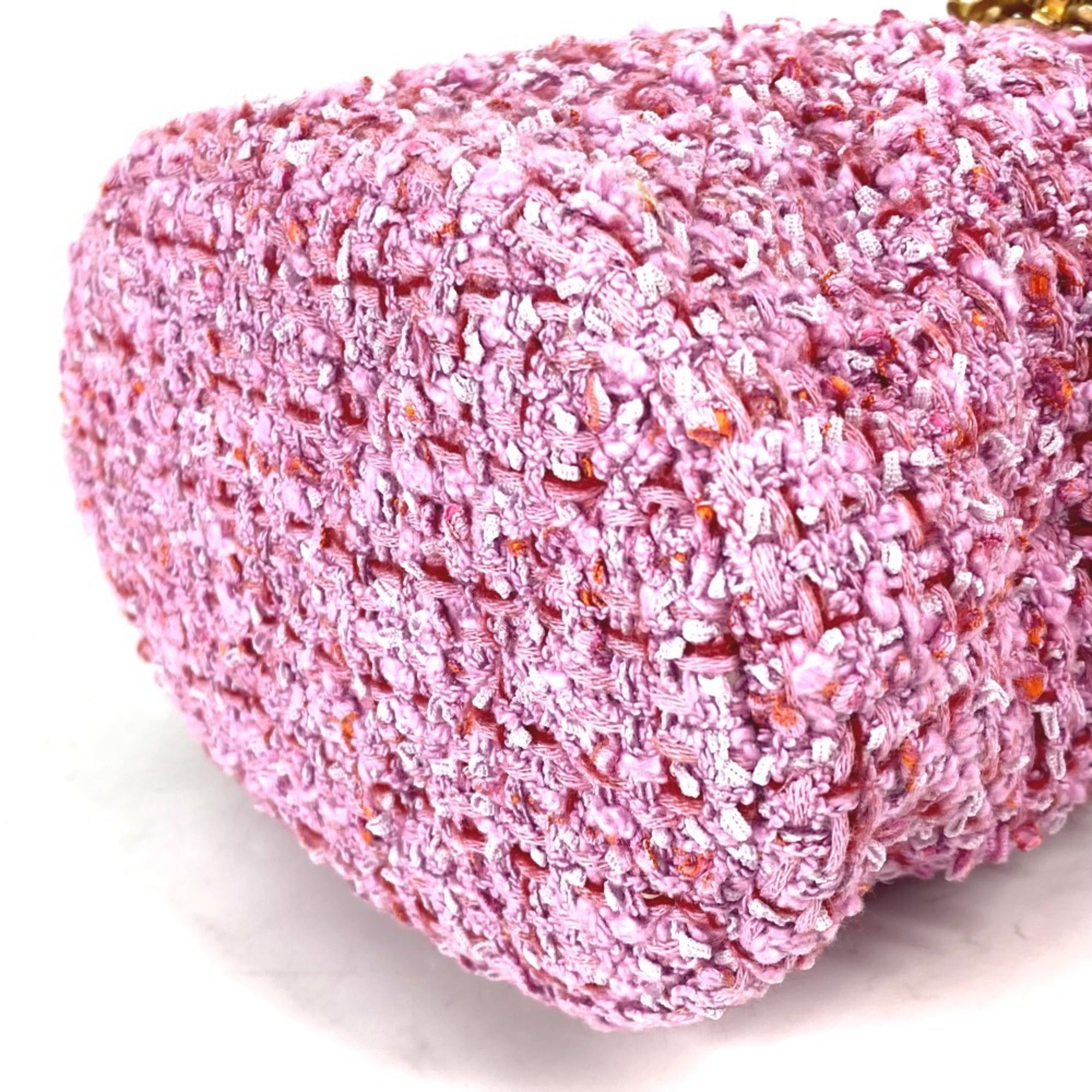 Chanel Pink Tweed Handbag Pochette Shoulder Bag (Pre-Owned)
