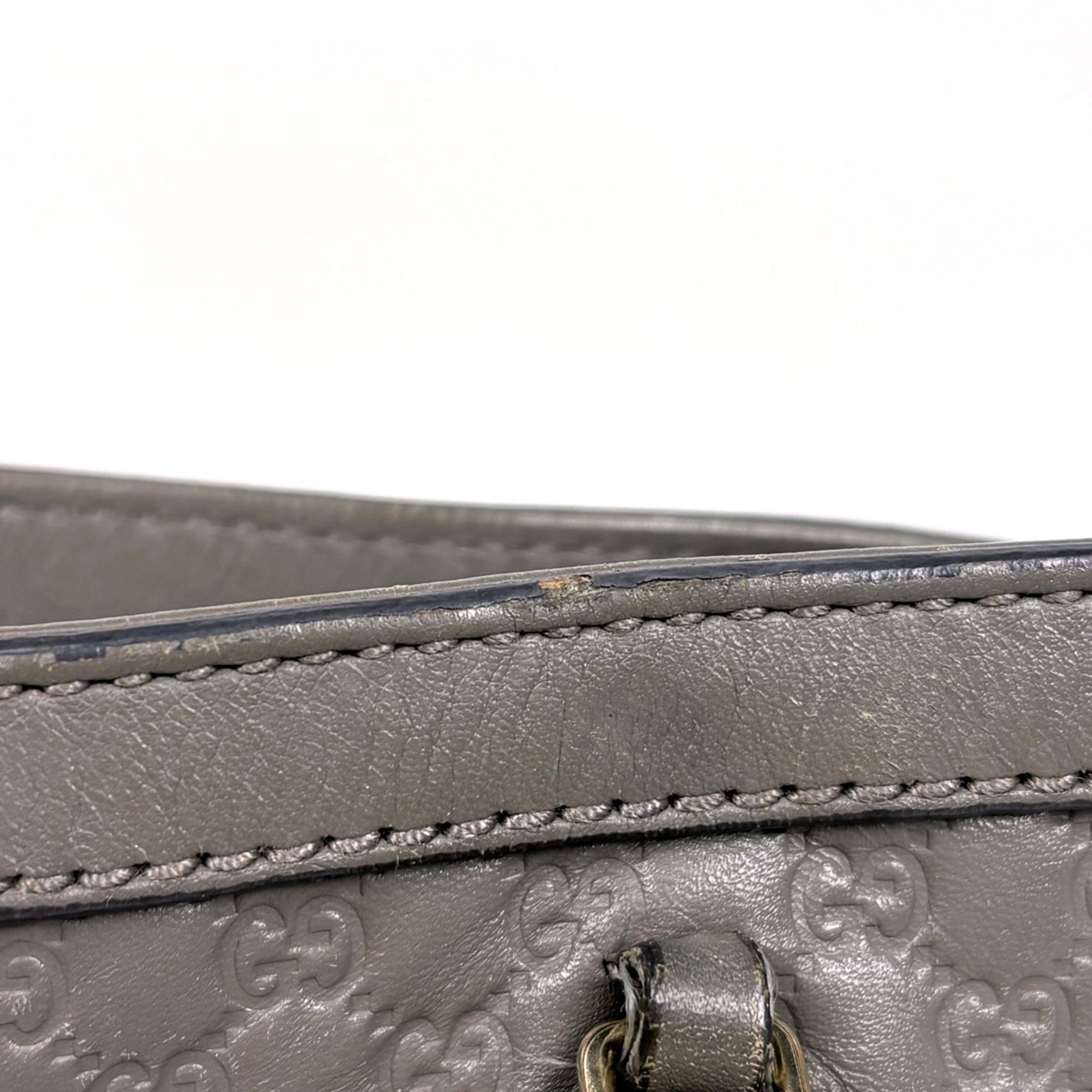 Gucci Gray Leather Handbag Shoulder Bag Tote Bag (Pre-Owned)