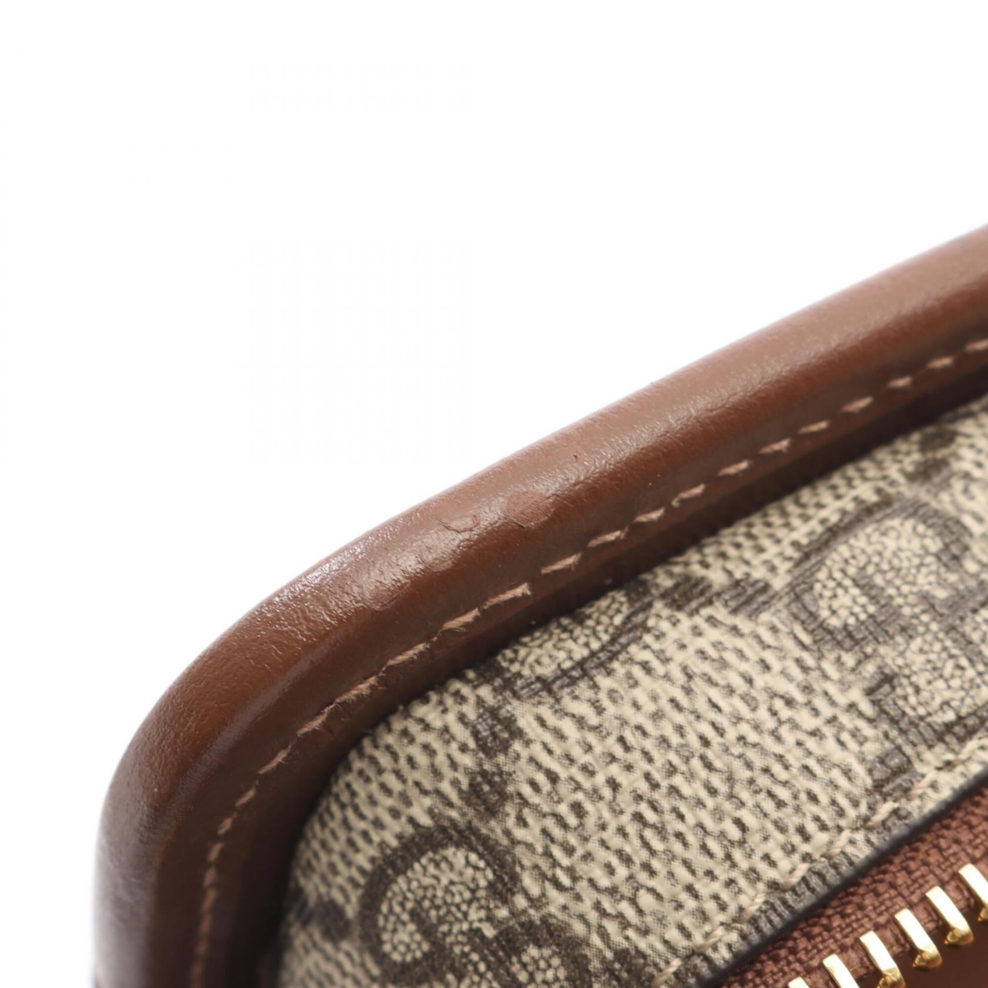 Gucci Beige Brown Coated Canvas Leather Handbag Shoulder Bag (Pre-Owned)