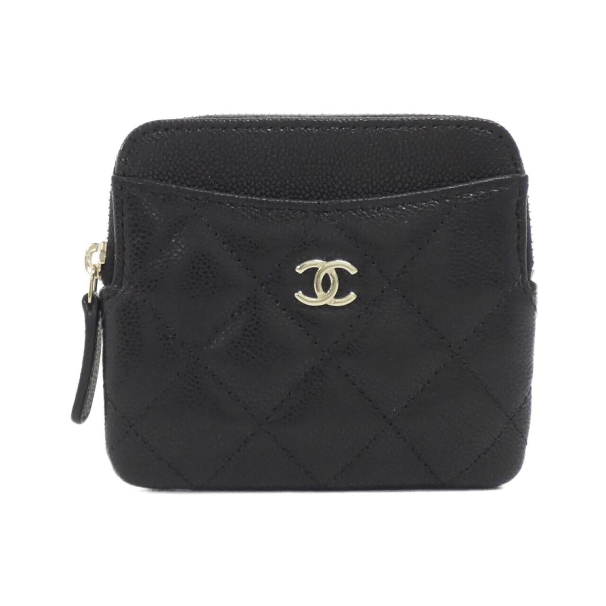 Chanel Black Grained Calfskin Coin Purse/Coin Case (Pre-Owned)