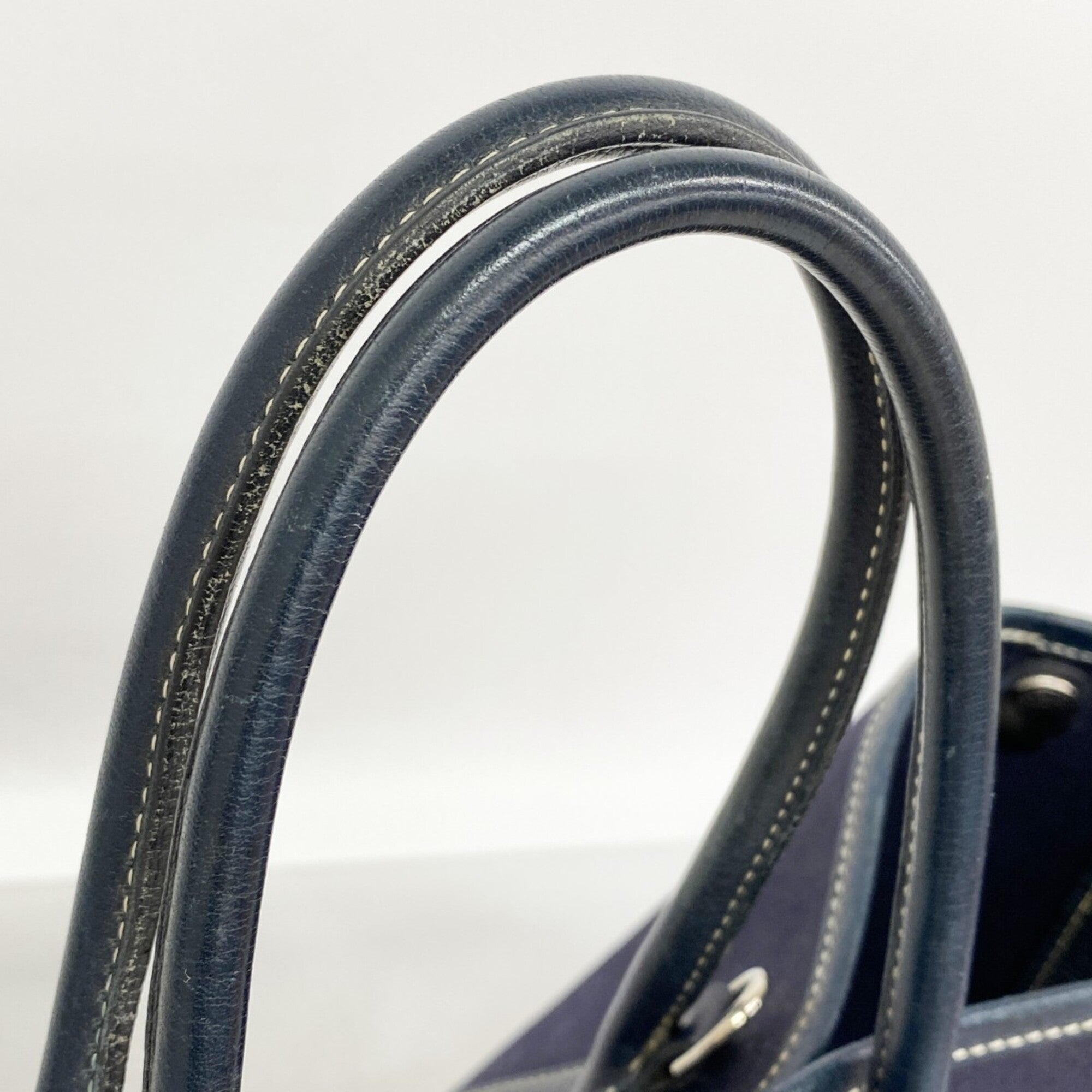 Hermes Navy Toile Officier Handbag (Pre-Owned)