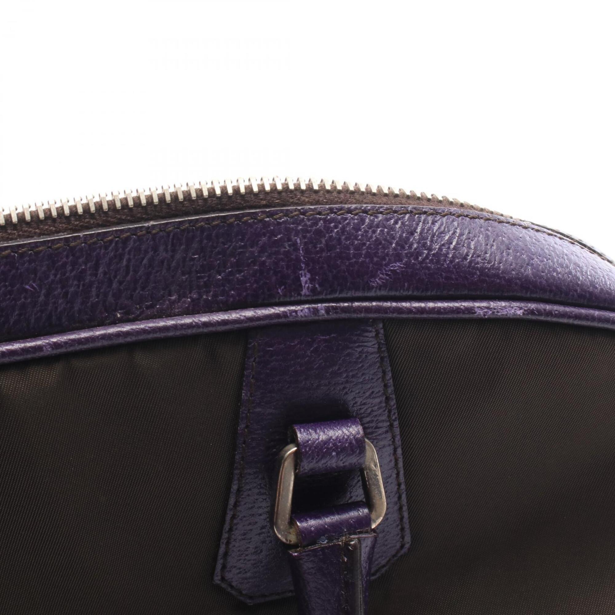 Prada Khaki Purple Nylon Leather Handbag (Pre-Owned)