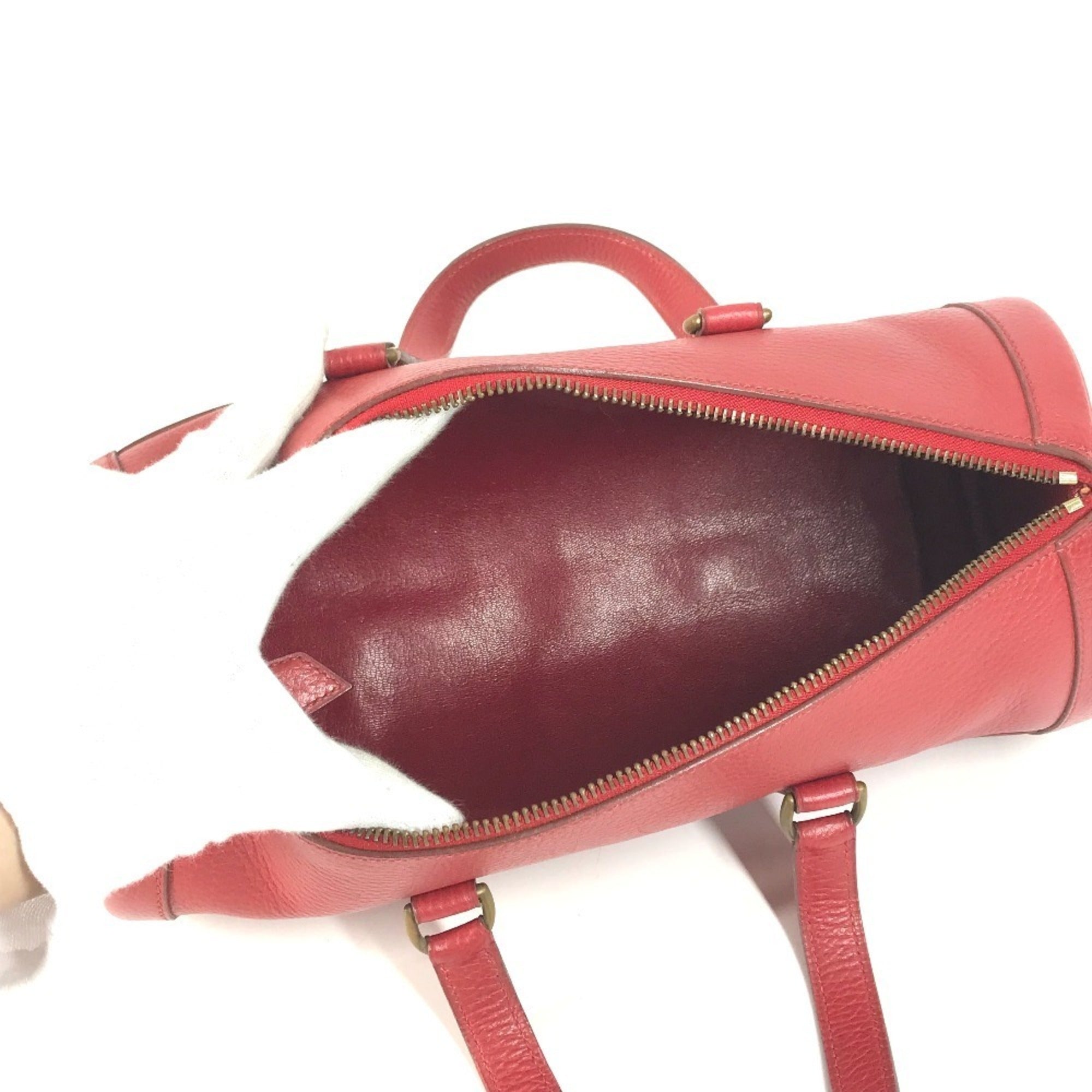 Hermes Red Color Ardennes Leather Boston Bag Handbag (Pre-Owned)