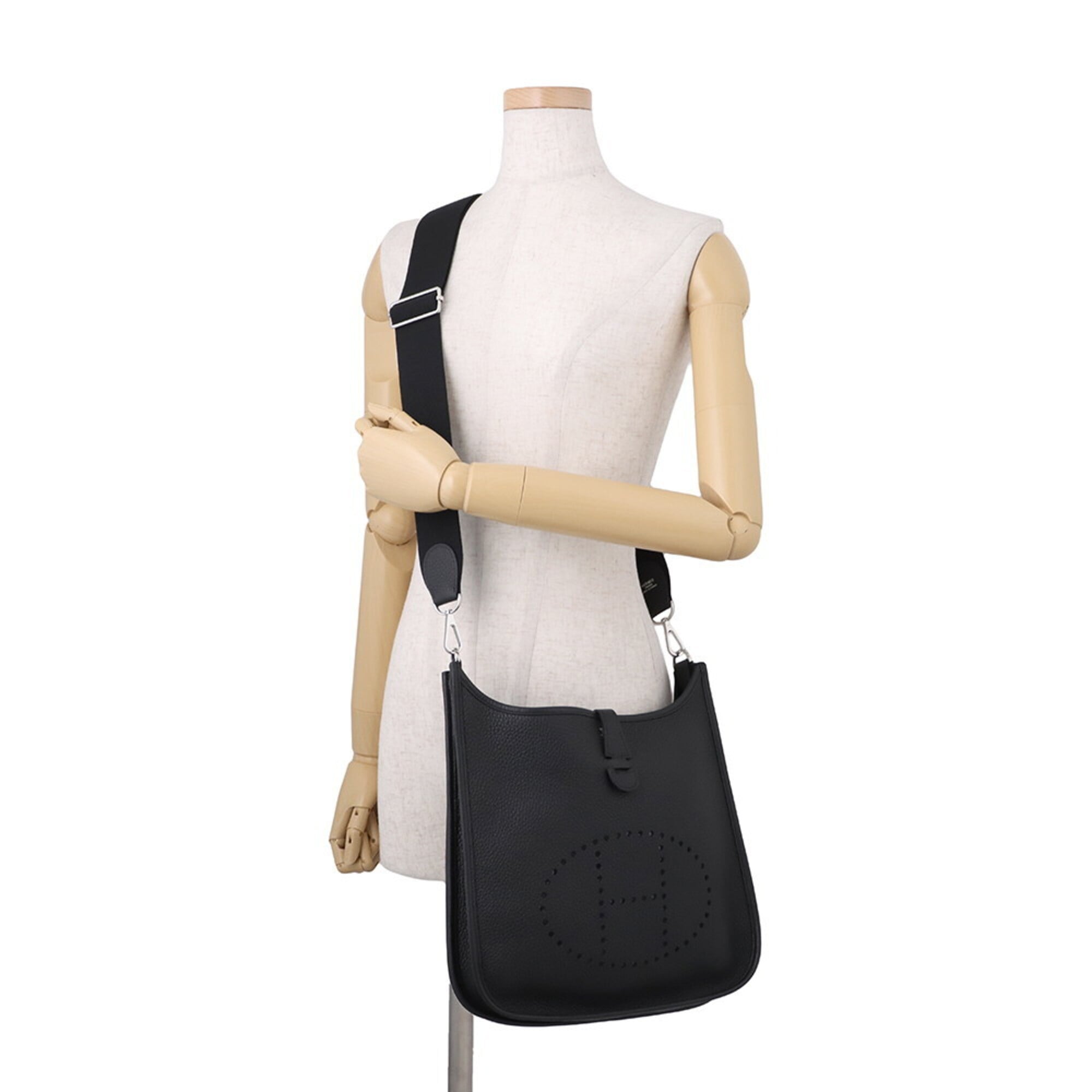 Hermes Black Taurillon Clemence Leather Handbag Shoulder Bag (Pre-Owned)