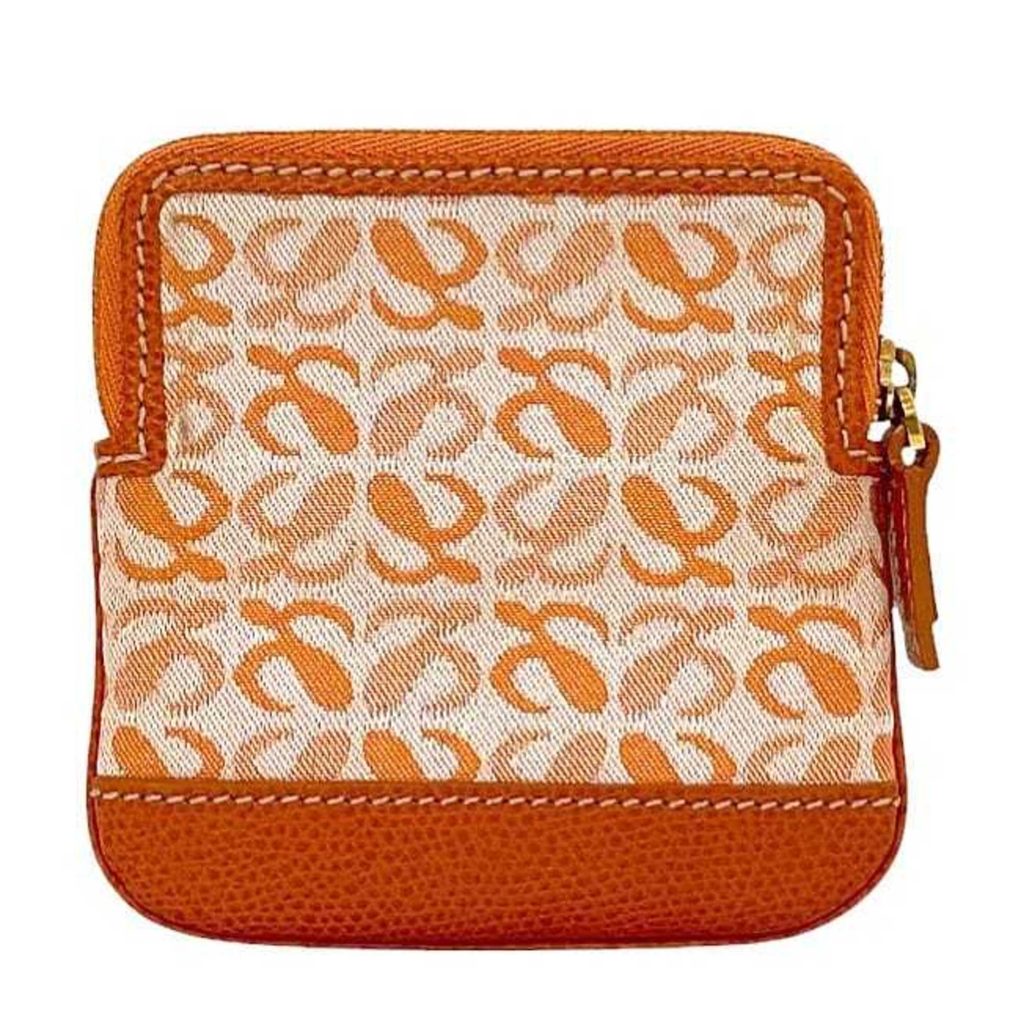 Loewe Orange Canvas Leather Coin Purse/Coin Case (Pre-Owned)