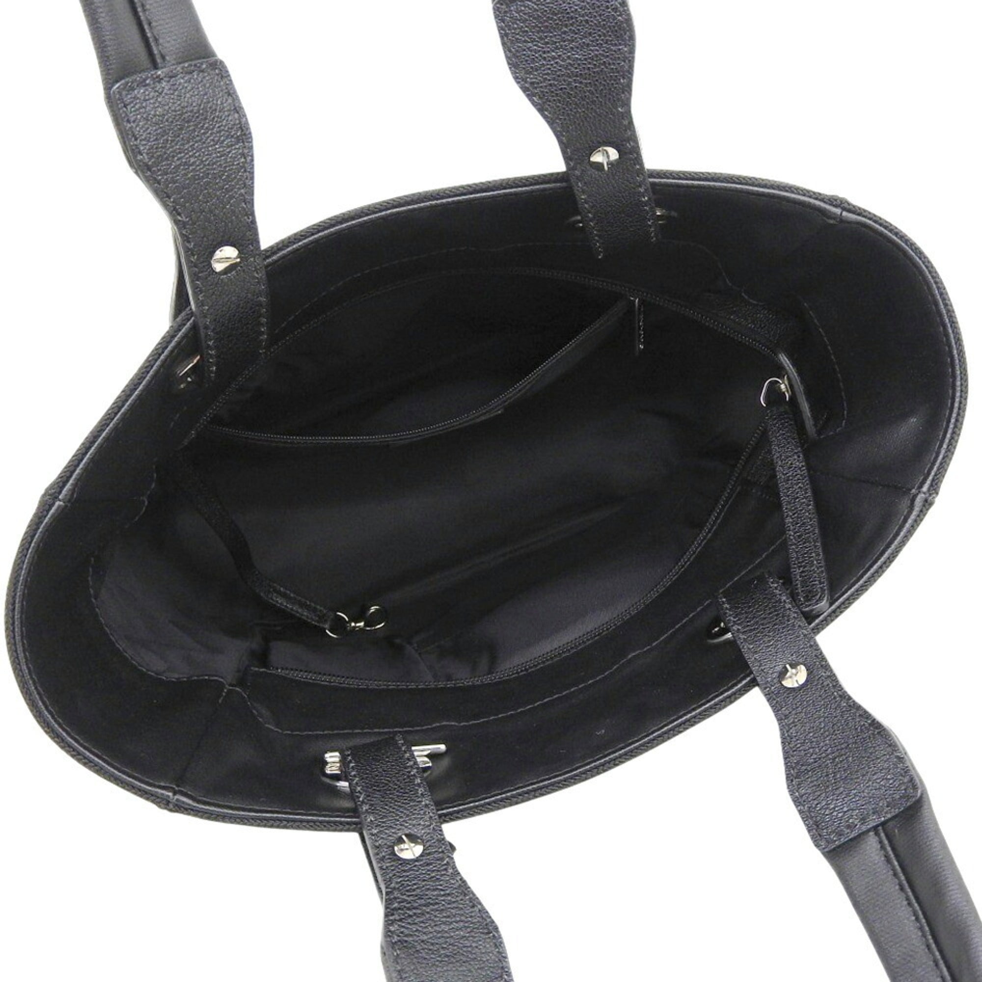 Chanel Black Coated Canvas Leather Handbag Tote Bag (Pre-Owned)