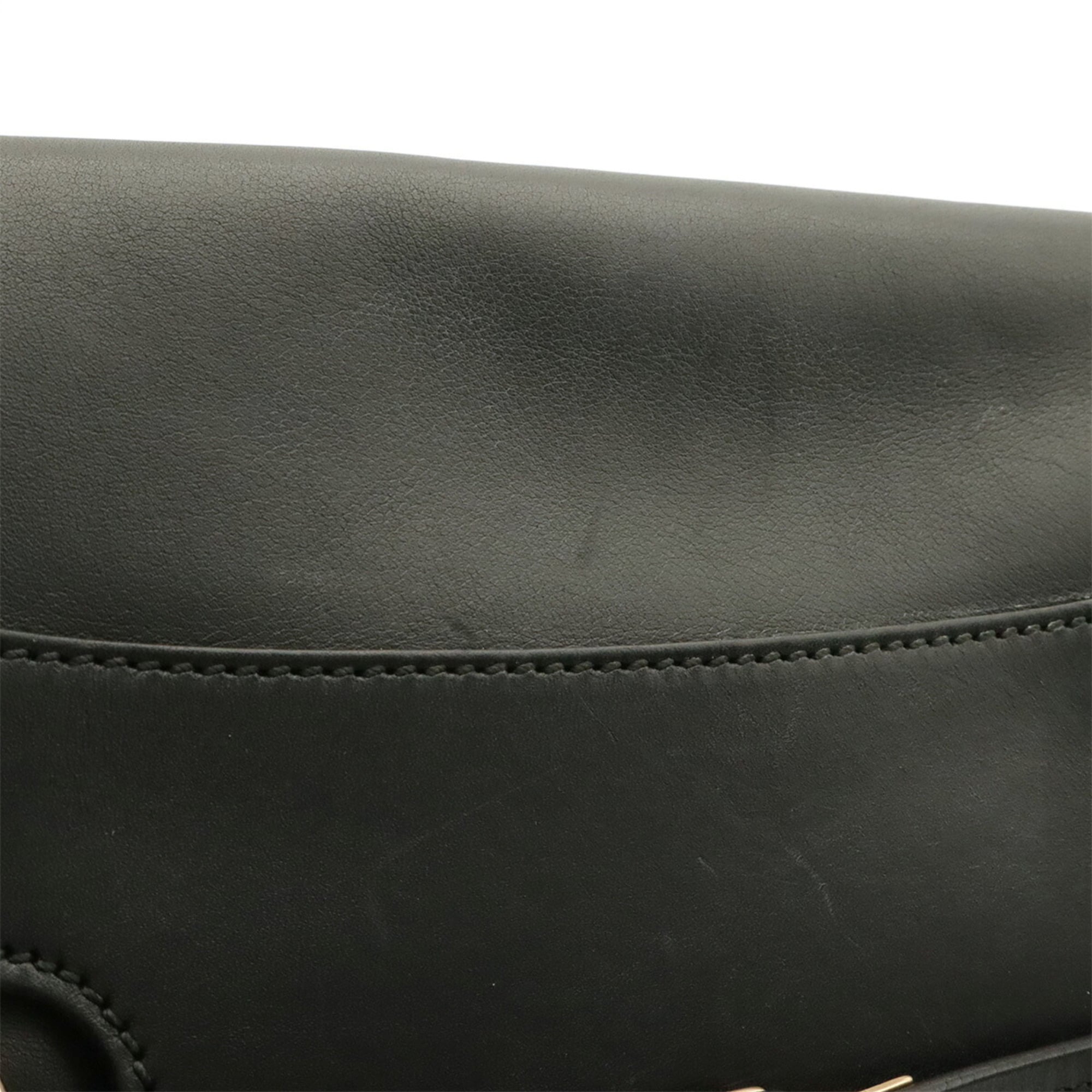 Salvatore Ferragamo Gancini Black Leather Handbag Shoulder Bag (Pre-Owned)