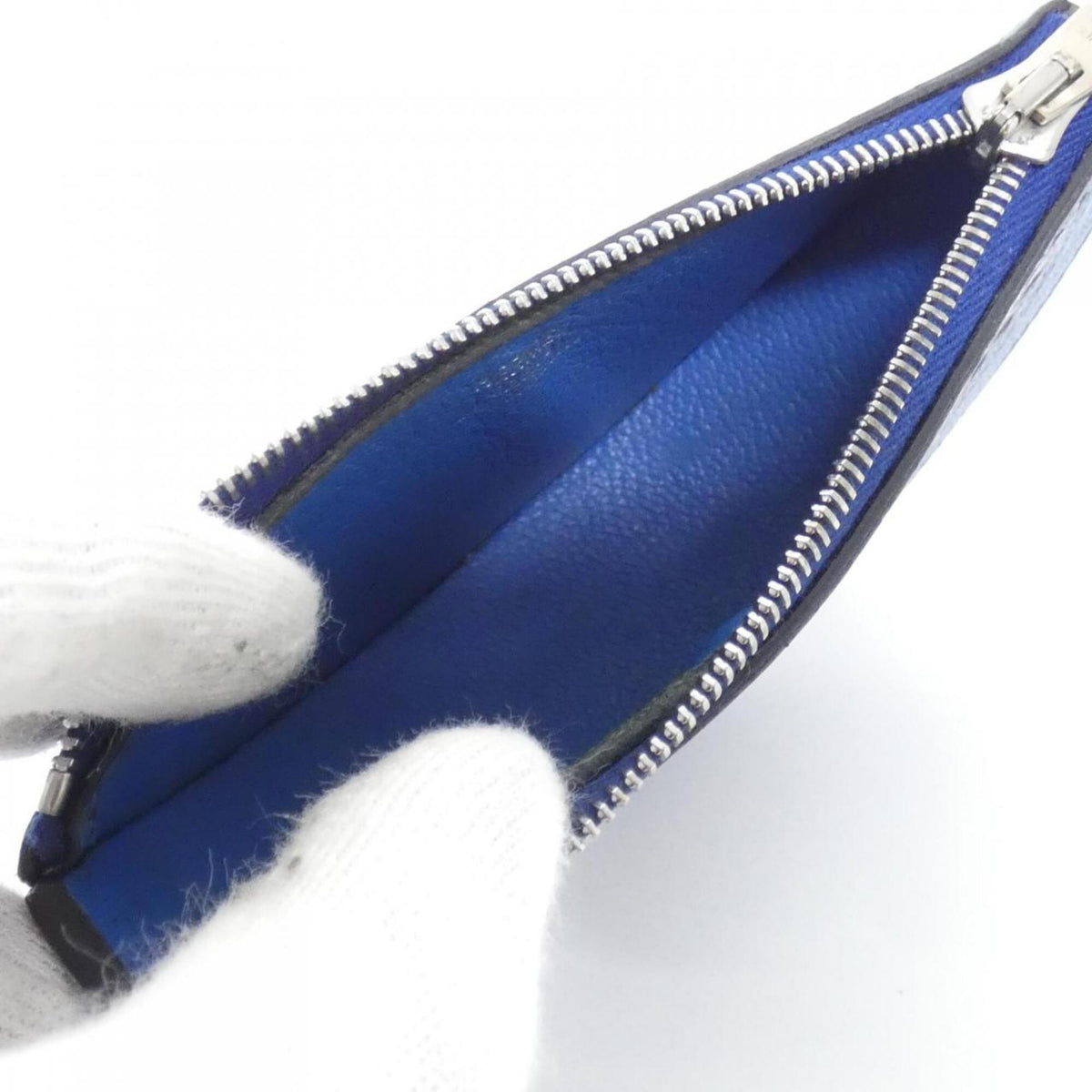 Hermes Blue Chevre Leather Coin Purse/Coin Case (Pre-Owned)