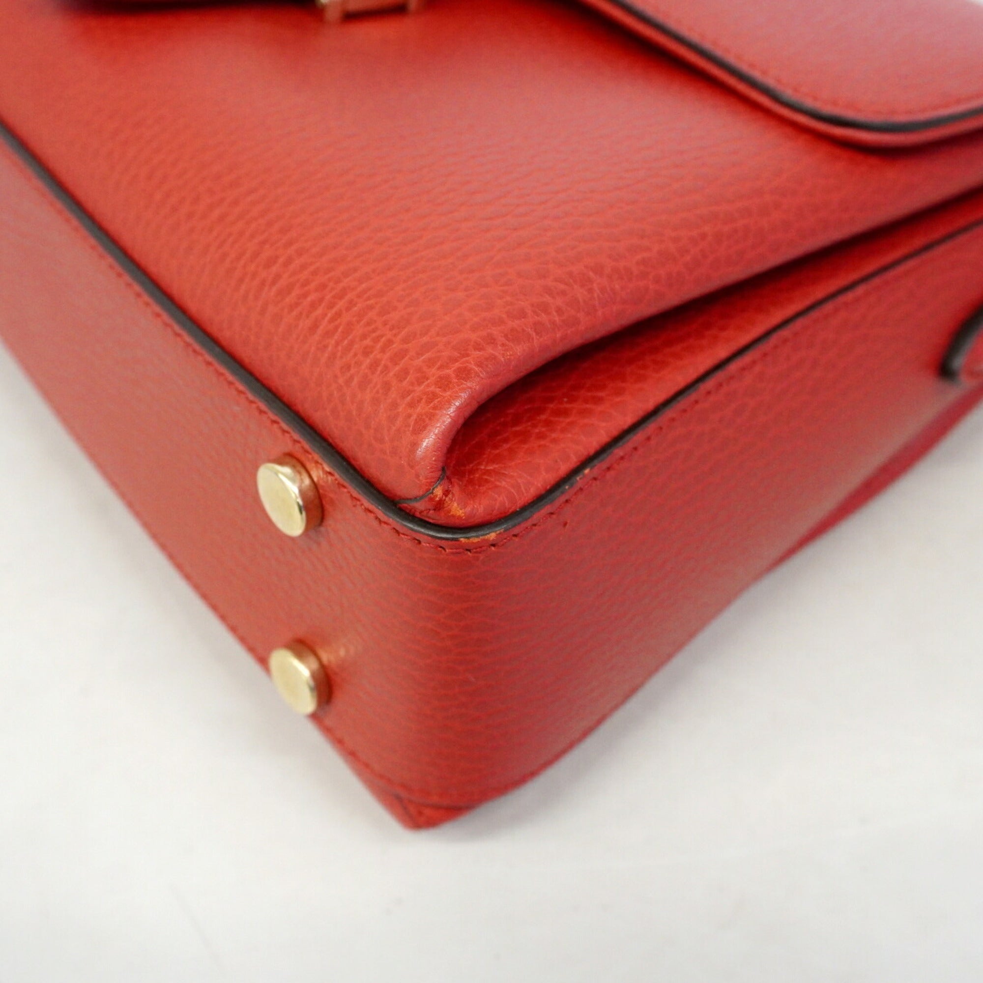 Gucci Red Color Leather Handbag (Pre-Owned)