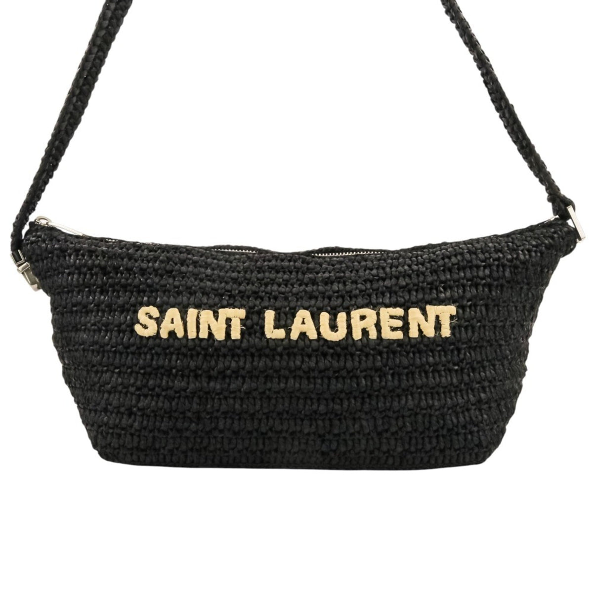 Yves Saint Laurent Black Raffia Shoulder Bag (Pre-Owned)