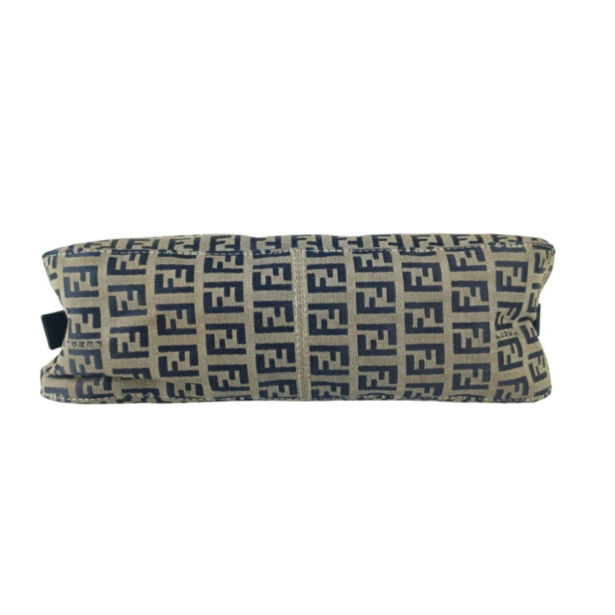 Fendi Zucca Gray Navy Canvas Leather Handbag Shoulder Bag (Pre-Owned)