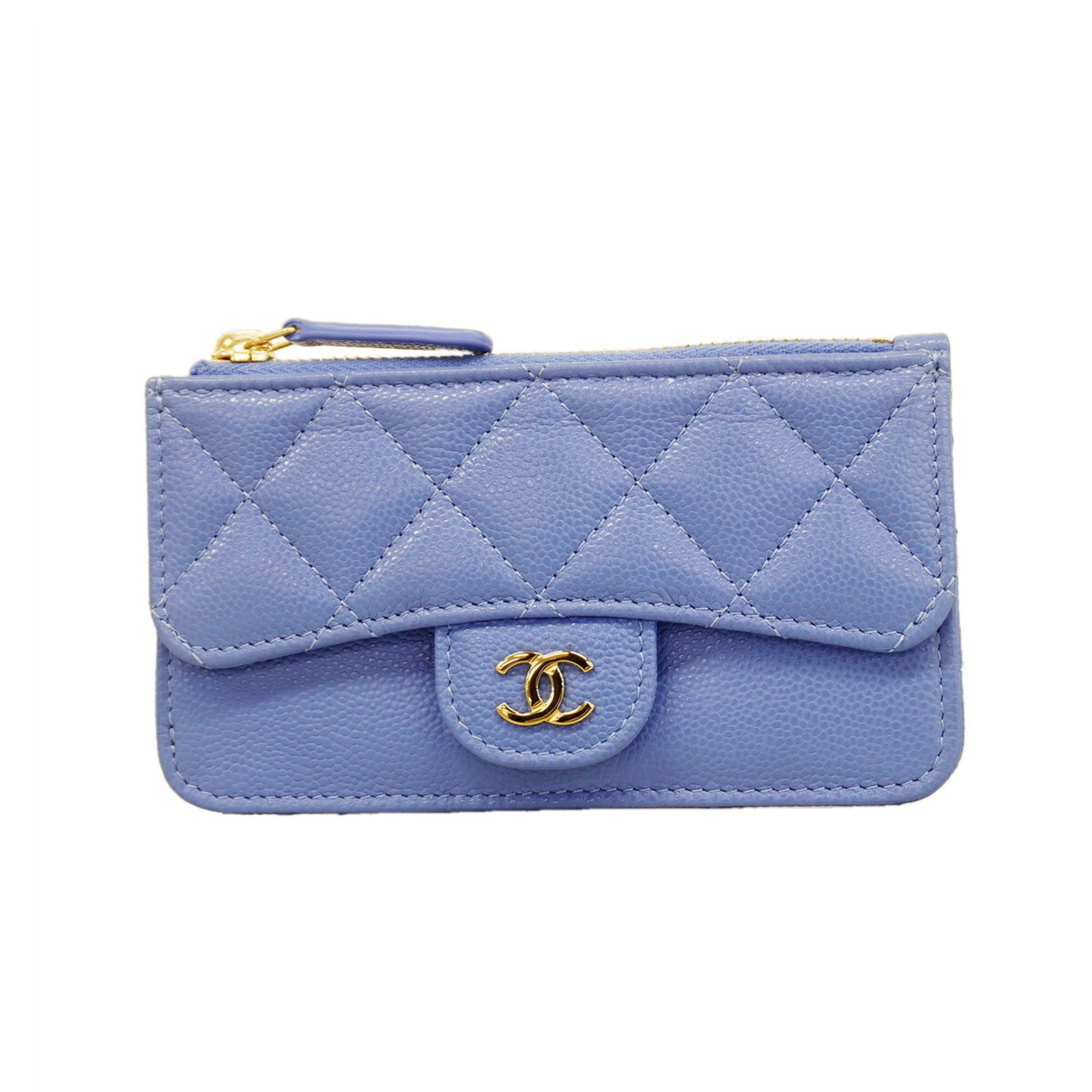 Chanel Blue Grained Calfskin Coin Purse/Coin Case (Pre-Owned)