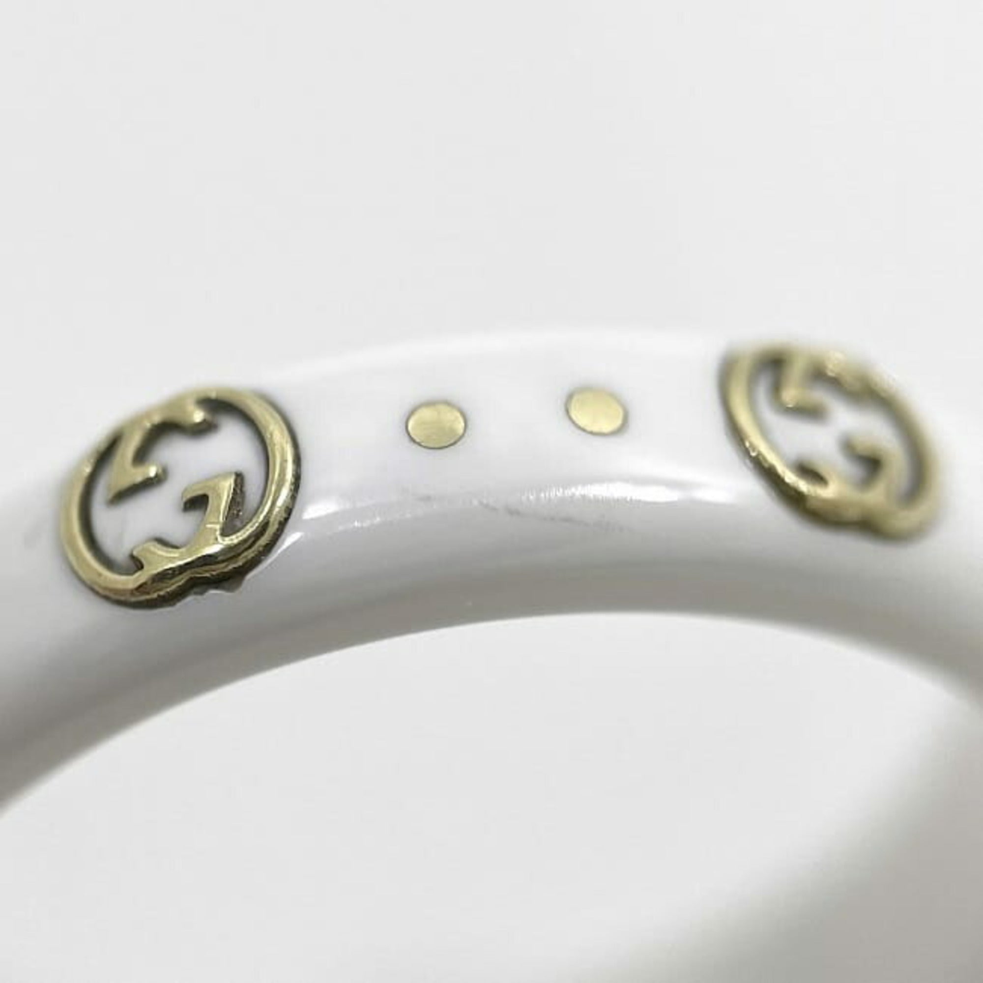 Gucci White Yellow Gold Ceramic Yellow Gold (18K) Band Ring (Pre-Owned)
