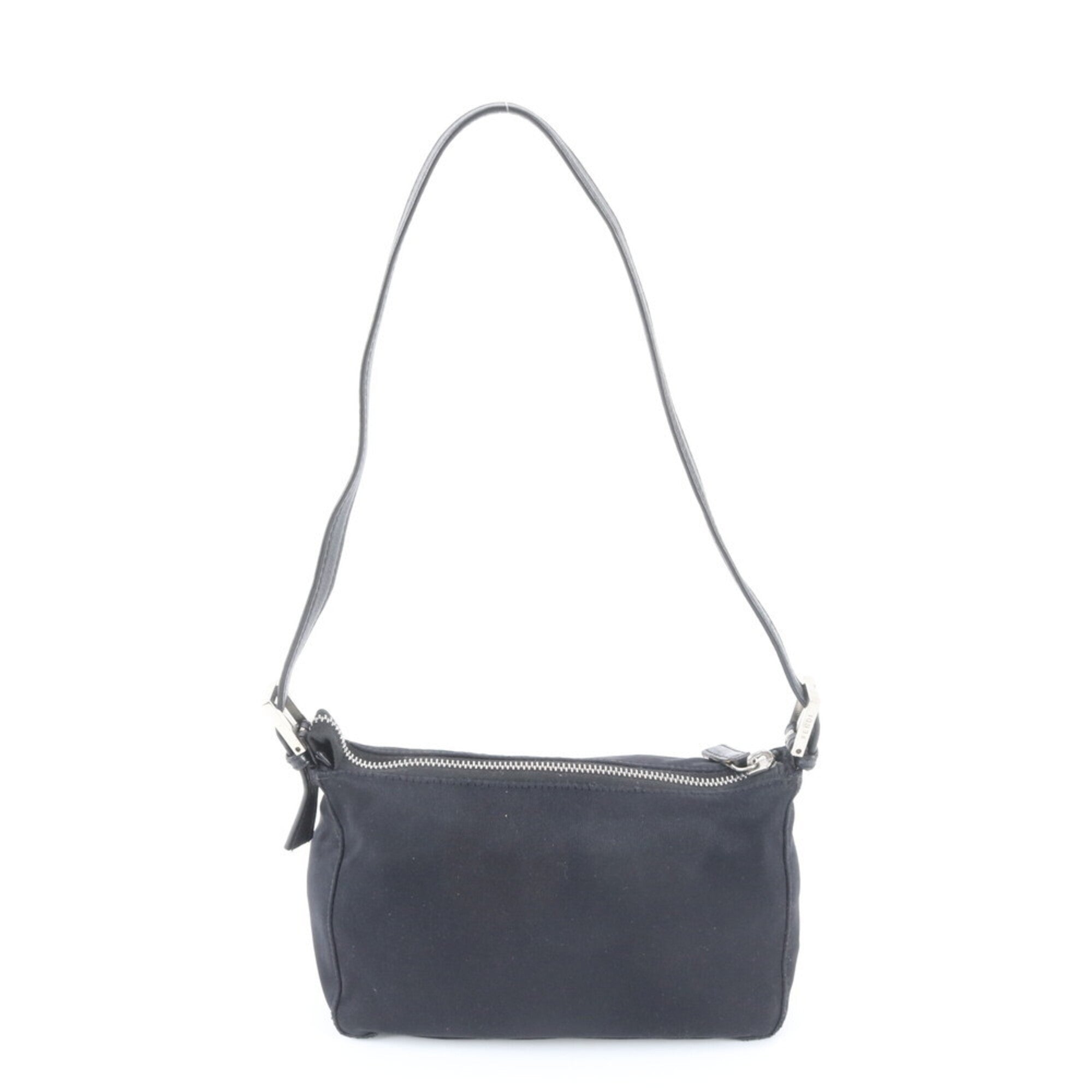 Fendi Black Canvas Leather Handbag Shoulder Bag (Pre-Owned)