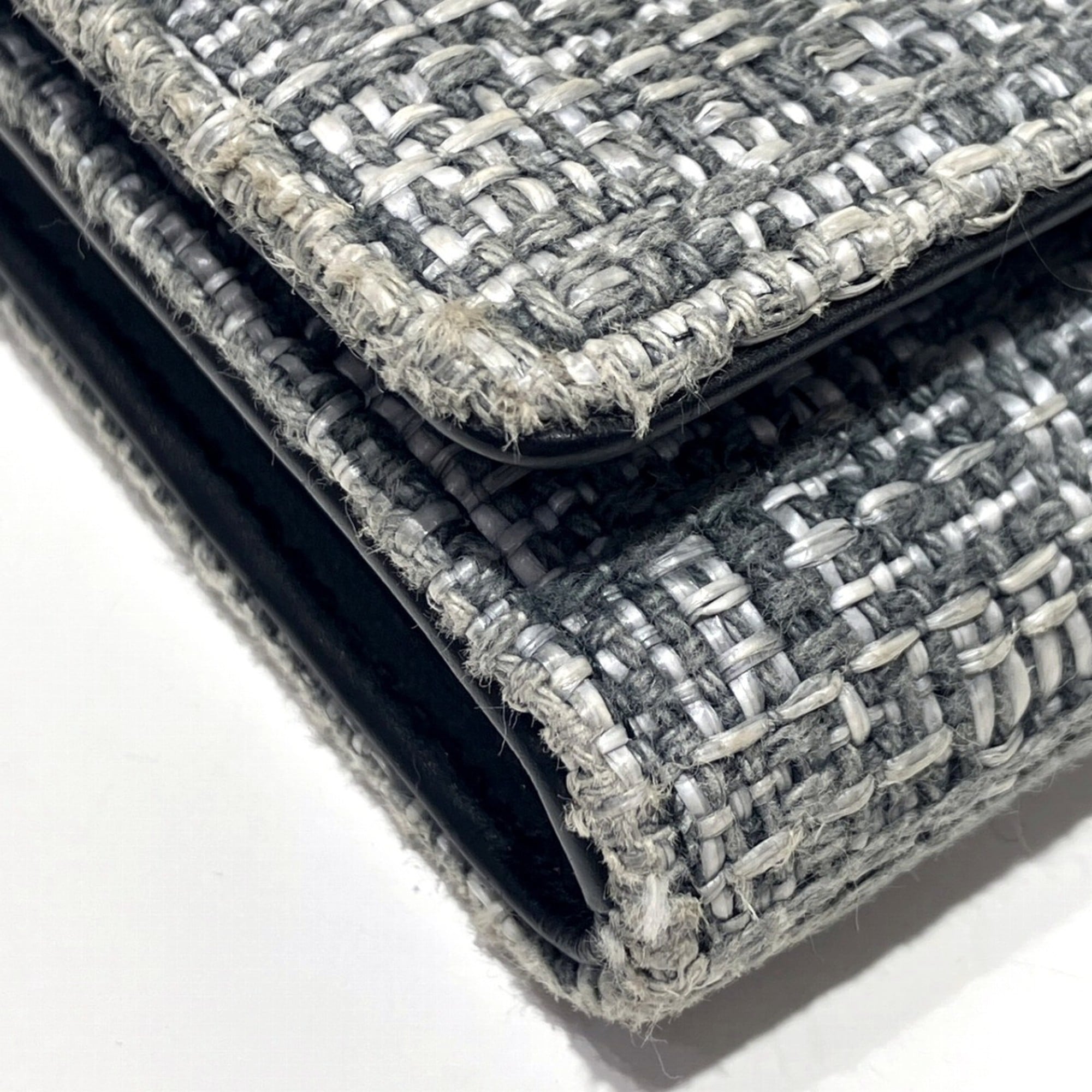 Chanel Gray Canvas Long Wallet (Bi-Fold) (Pre-Owned)