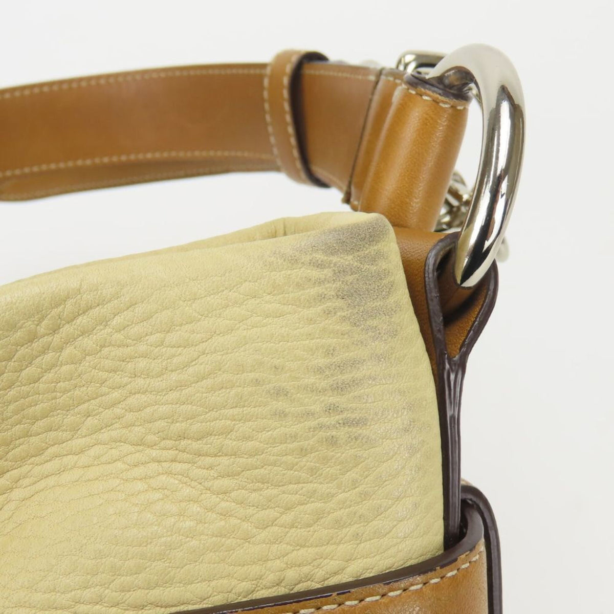 Coach Beige Brown Leather Shoulder Bag (Pre-Owned)