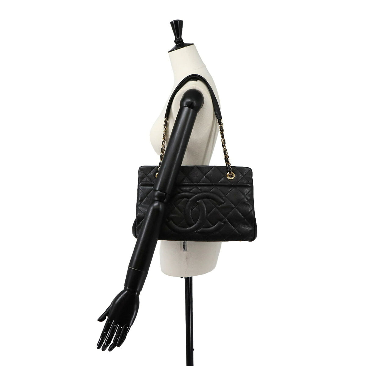 Chanel Matelasse Black Grained Calfskin Handbag Tote Bag (Pre-Owned)