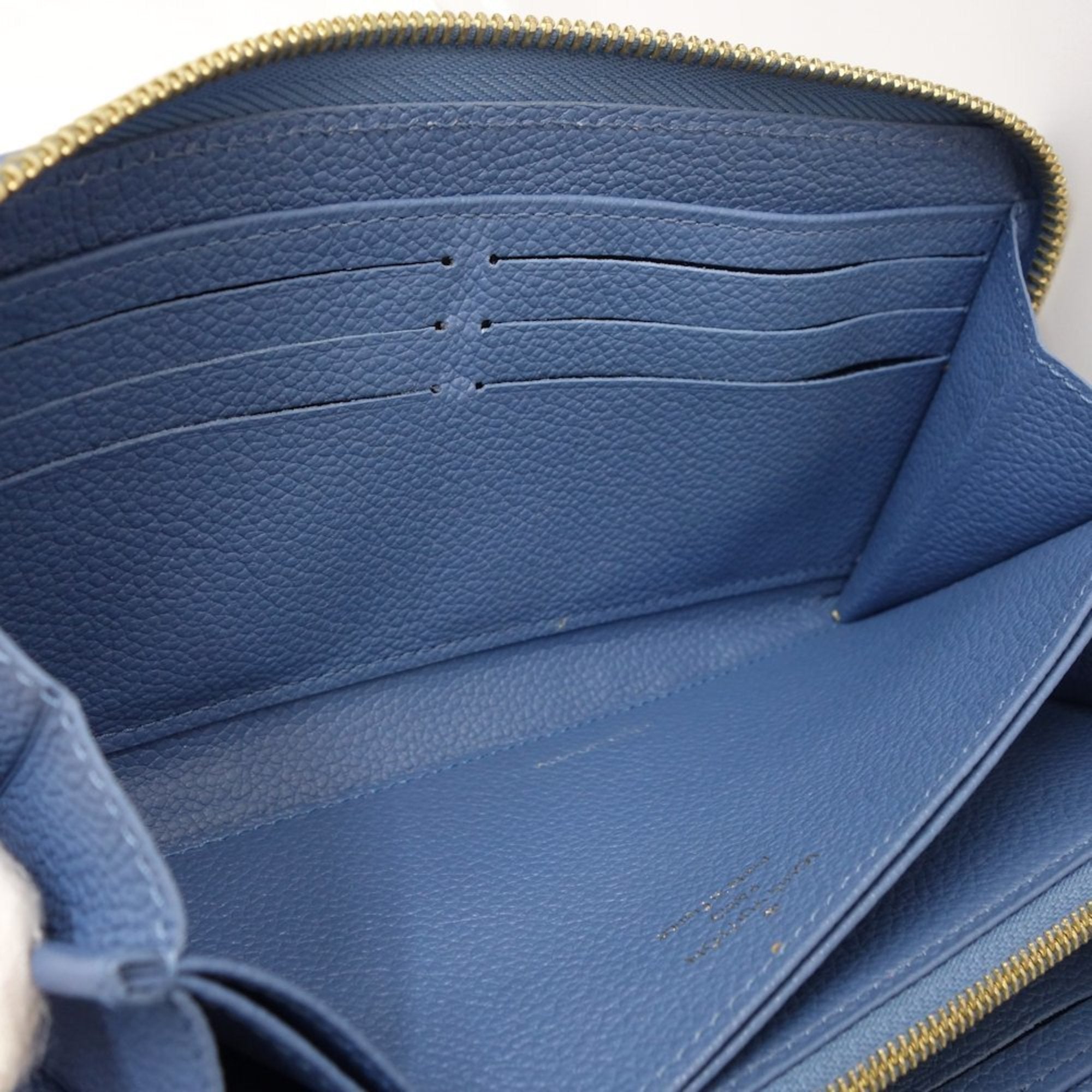 Louis Vuitton Blue Jean Cream Leather Long Wallet (Bi-Fold) (Pre-Owned)