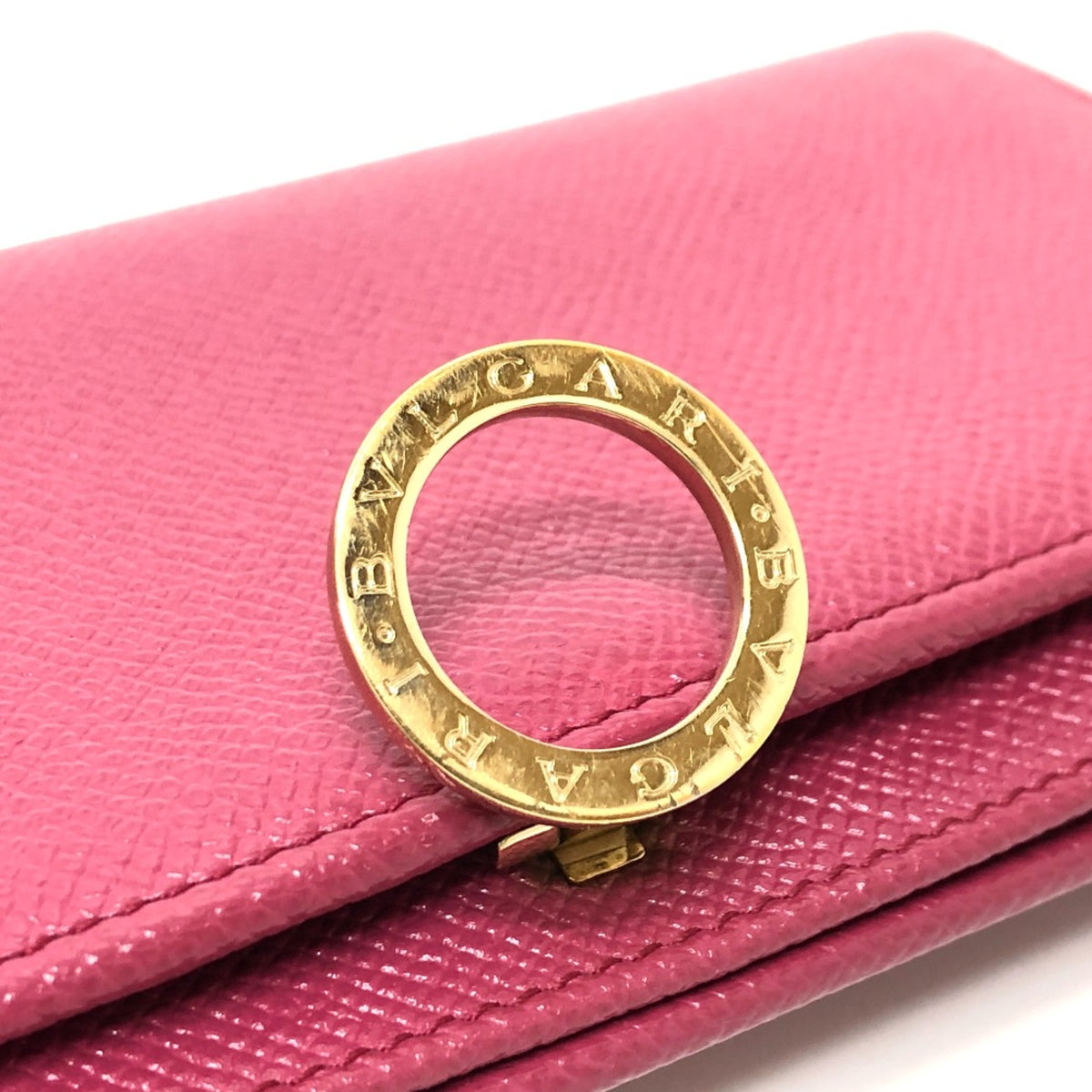 Bvlgari Pink Leather Long Wallet (Bi-Fold) (Pre-Owned)