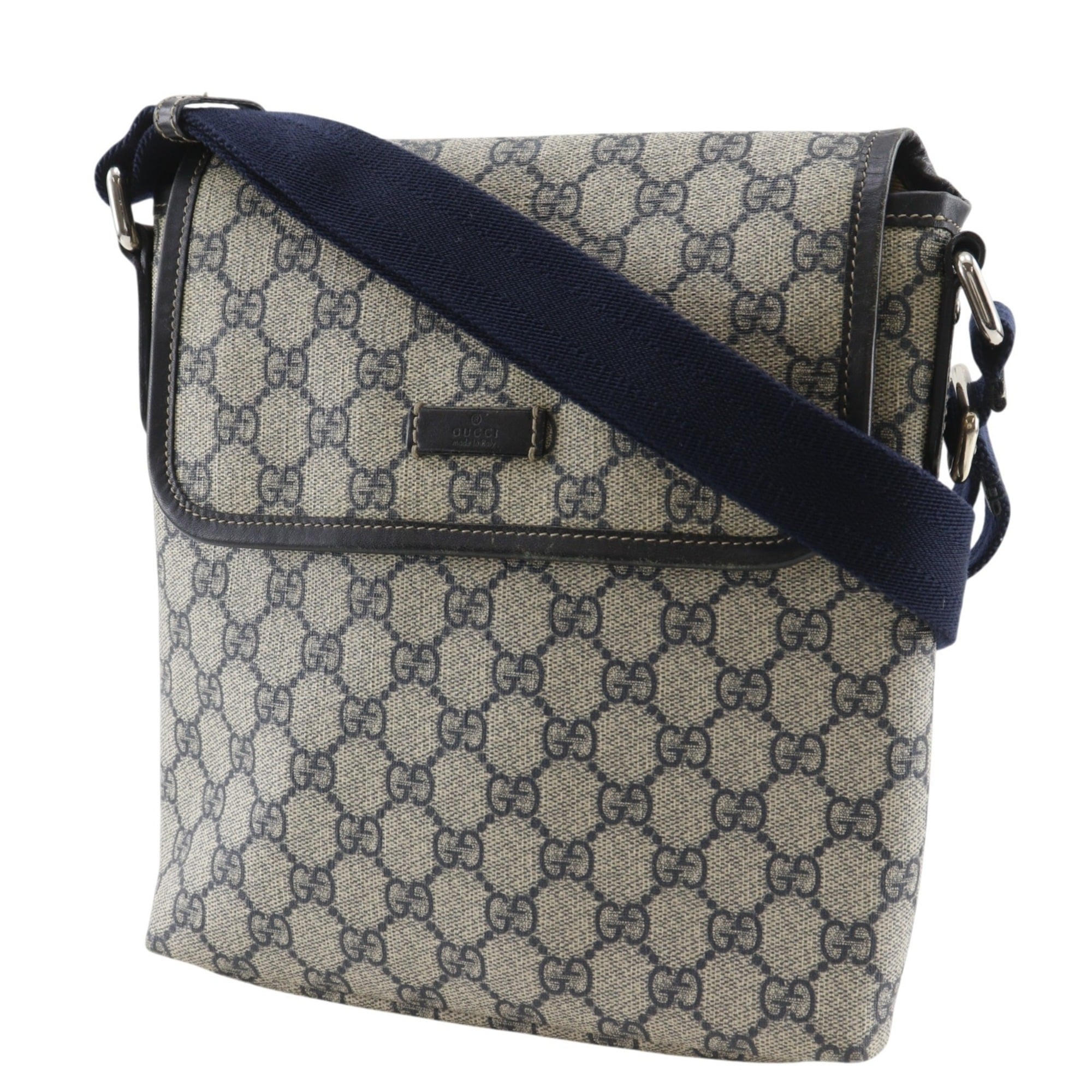 Gucci Navy Gg Supreme Canvas Shoulder Bag (Pre-Owned)