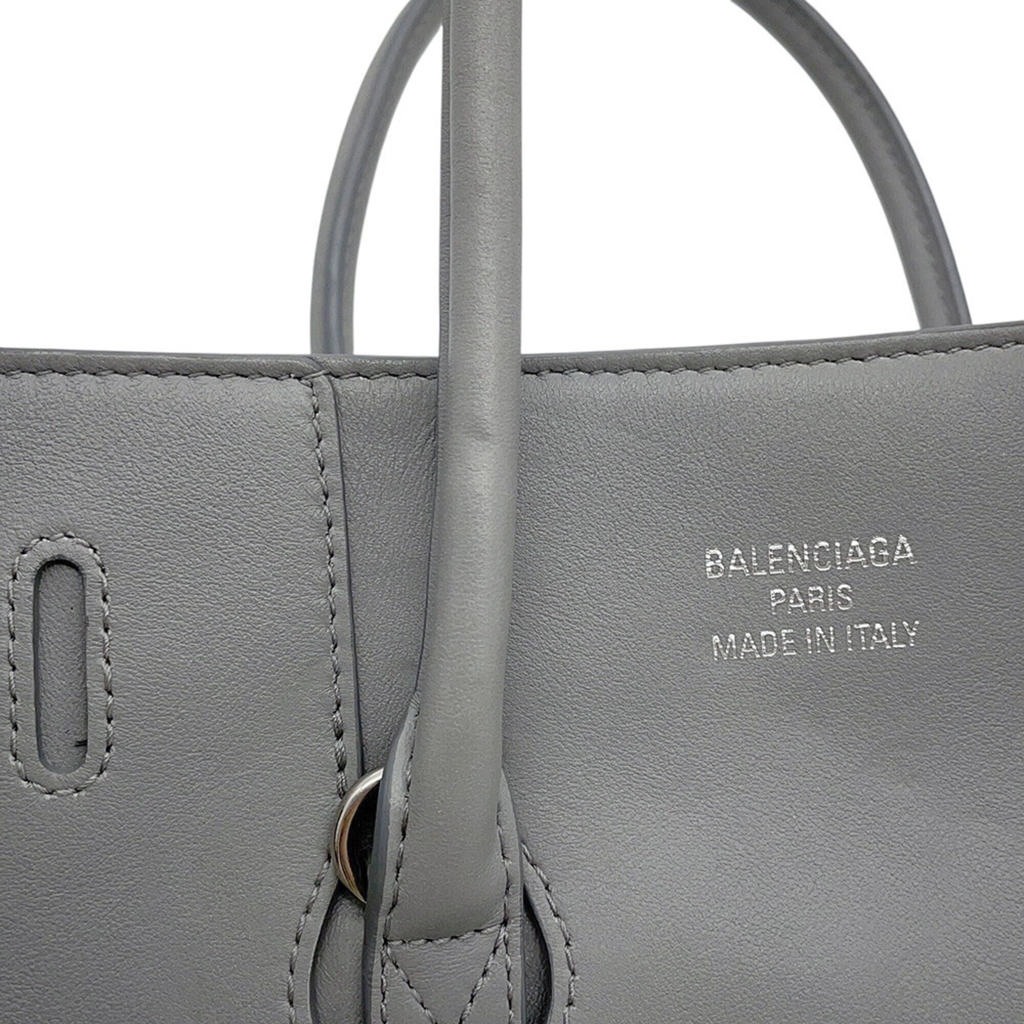 Balenciaga Gray Leather Handbag Shoulder Bag (Pre-Owned)