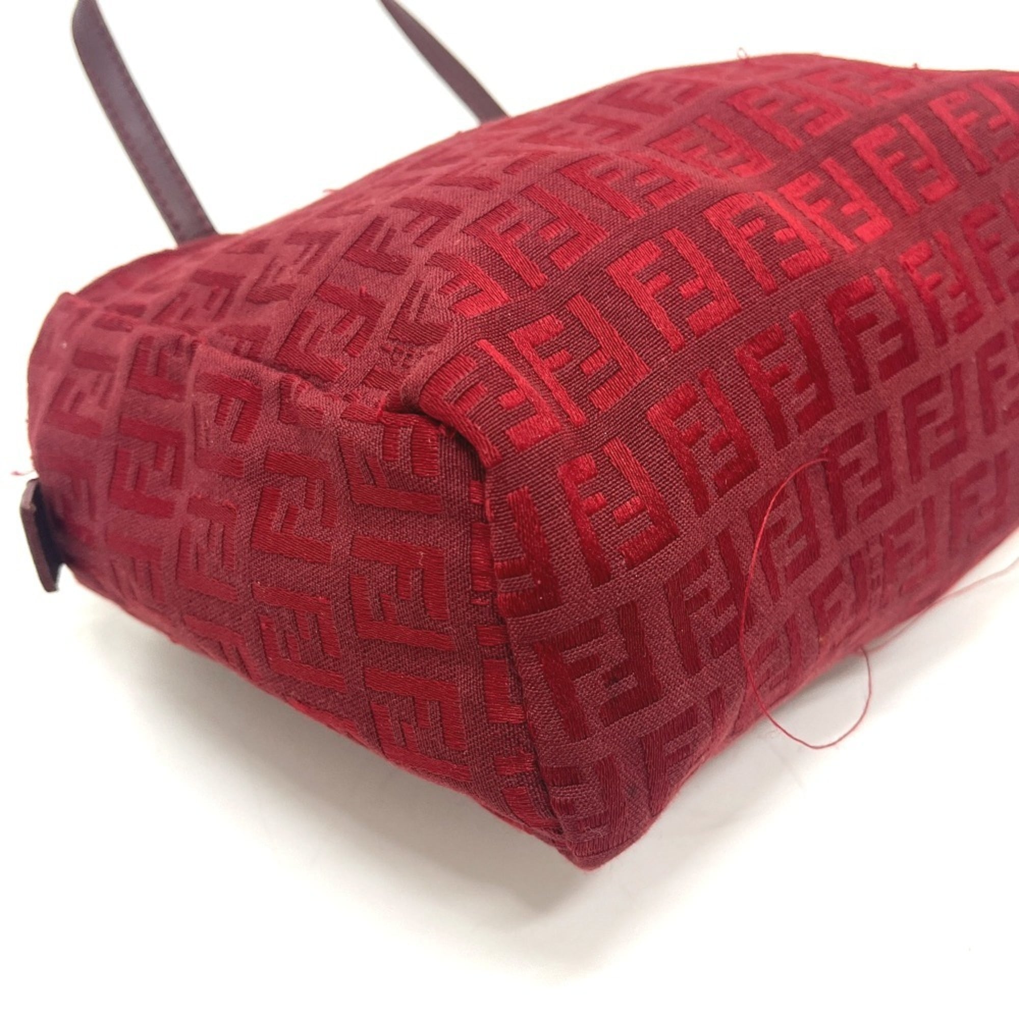 Fendi Red Color Canvas Handbag (Pre-Owned)