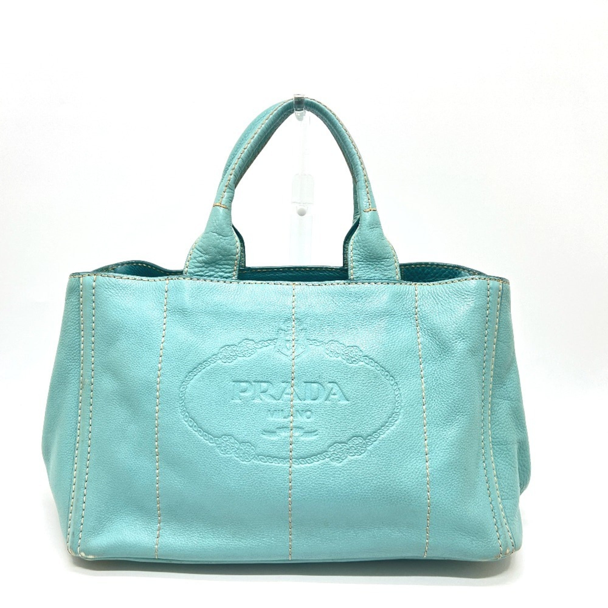 Prada Blue Canapa Handbag Tote Bag (Pre-Owned)