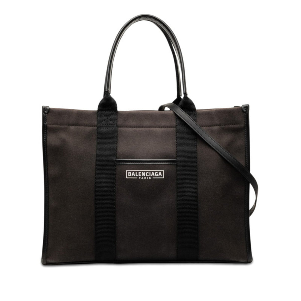 Balenciaga Dark Brown Canvas Leather Shoulder Bag Tote Bag (Pre-Owned)