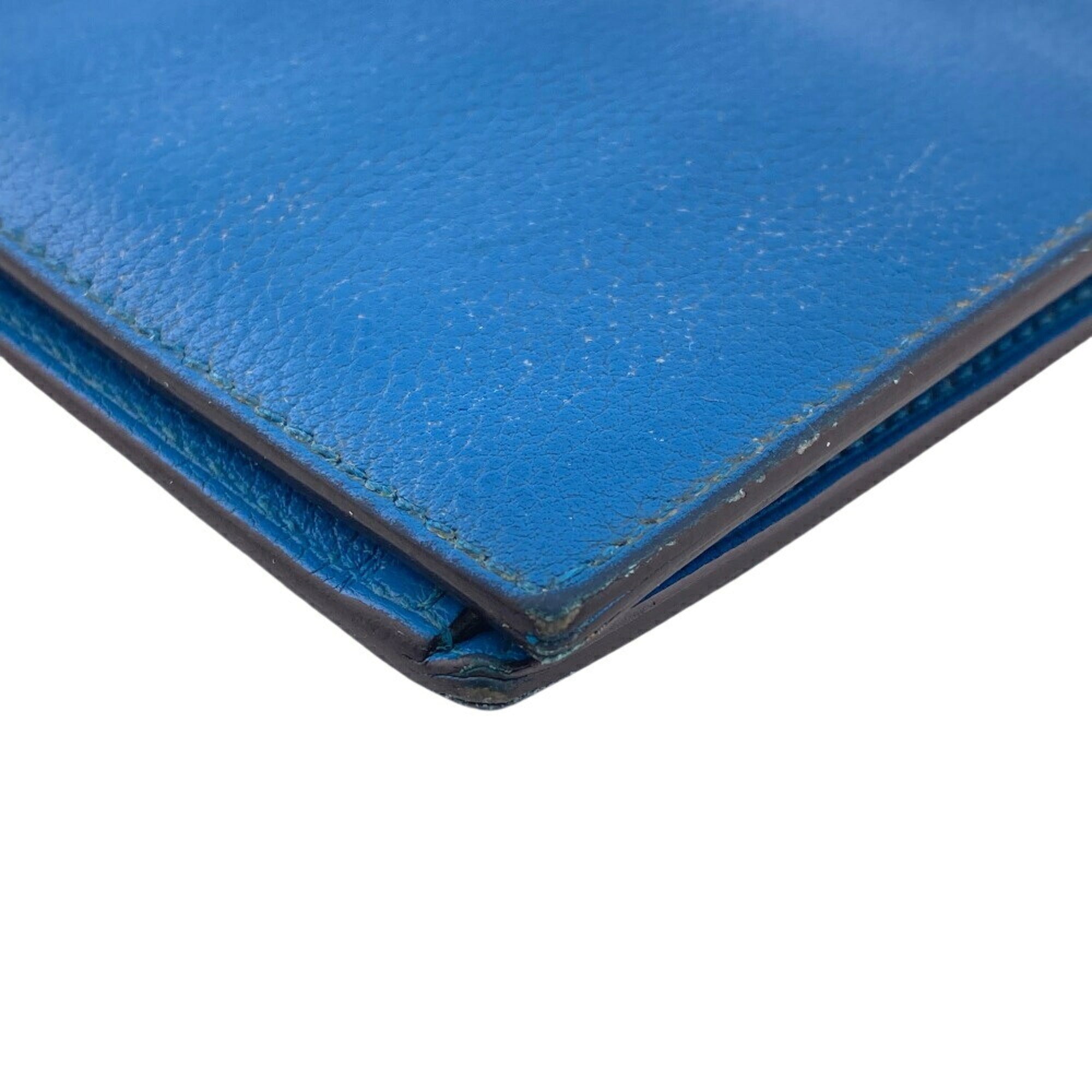 Hermes Blue Leather Long Wallet (Bi-Fold) (Pre-Owned)