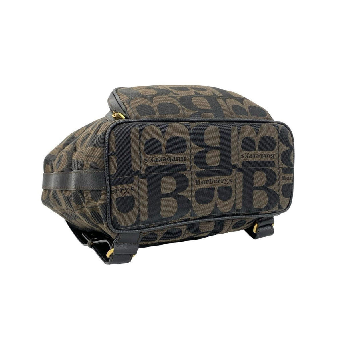 Burberry Black Brown Canvas Leather Backpack (Pre-Owned)