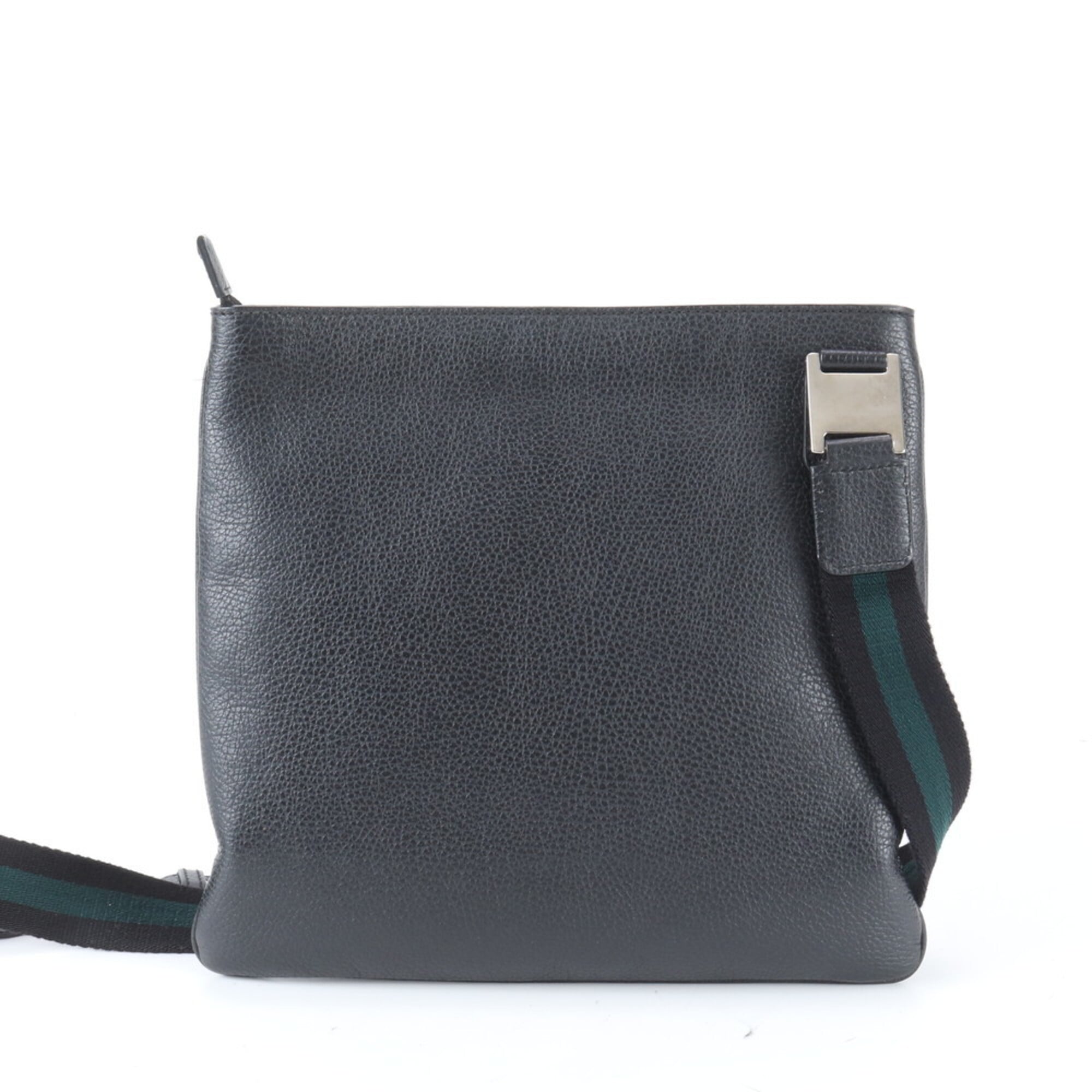 Gucci Black Leather Messenger Bag Shoulder Bag Tote Bag (Pre-Owned)
