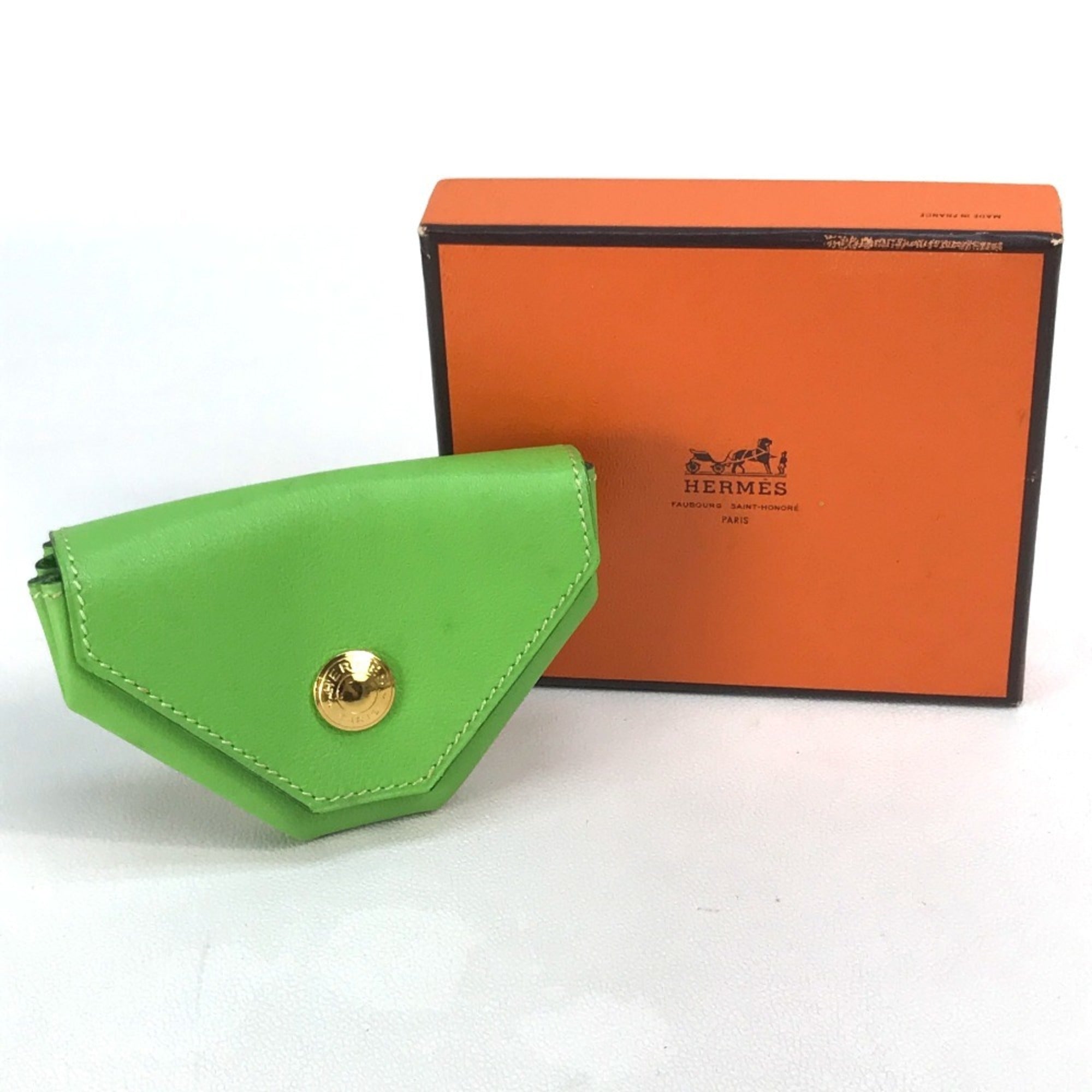 Hermes Le 24 Apple Green Light Green Swift Leather Coin Purse/Coin Case (Pre-Owned)