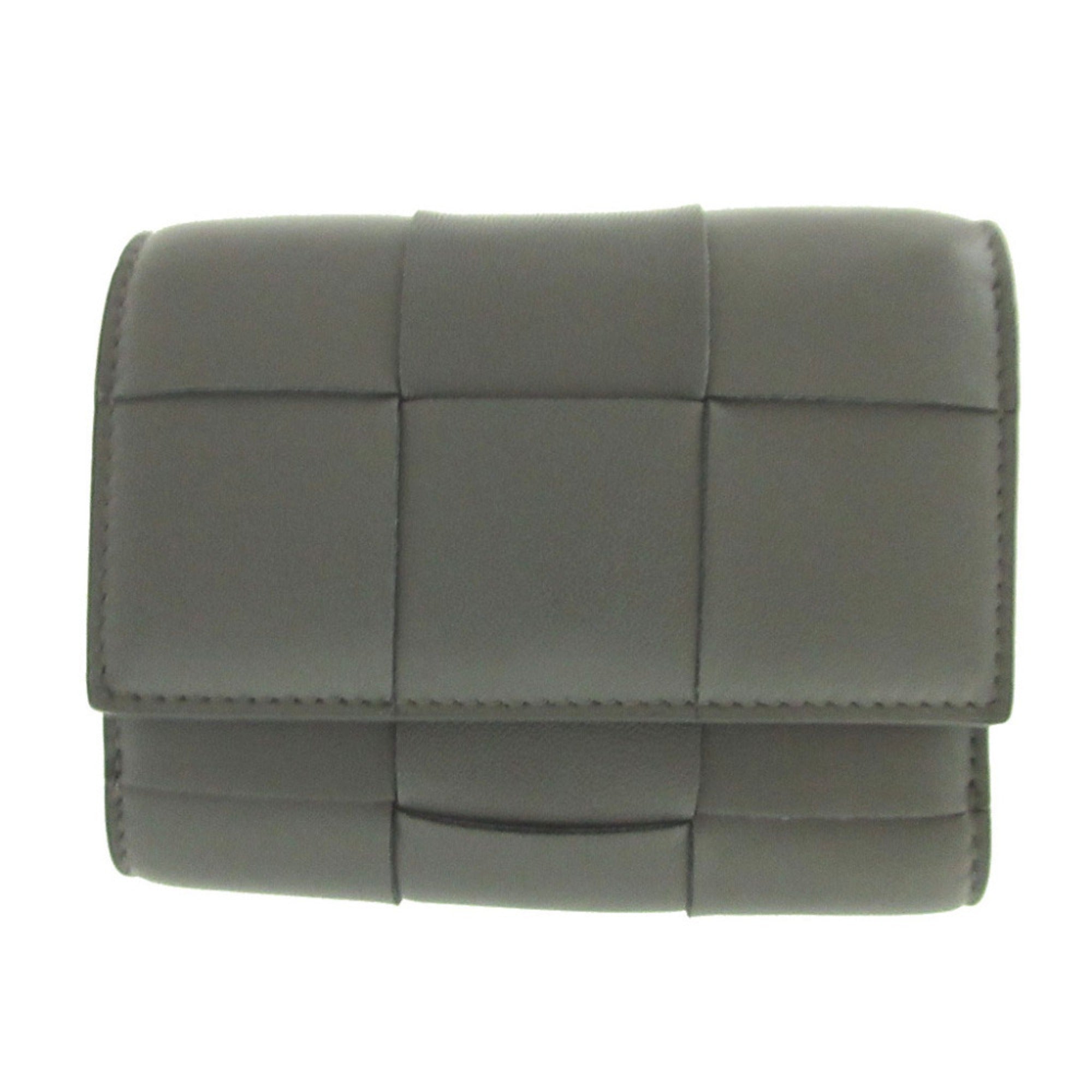 Bottega Veneta Gray Leather Wallet (Tri-Fold) (Pre-Owned)