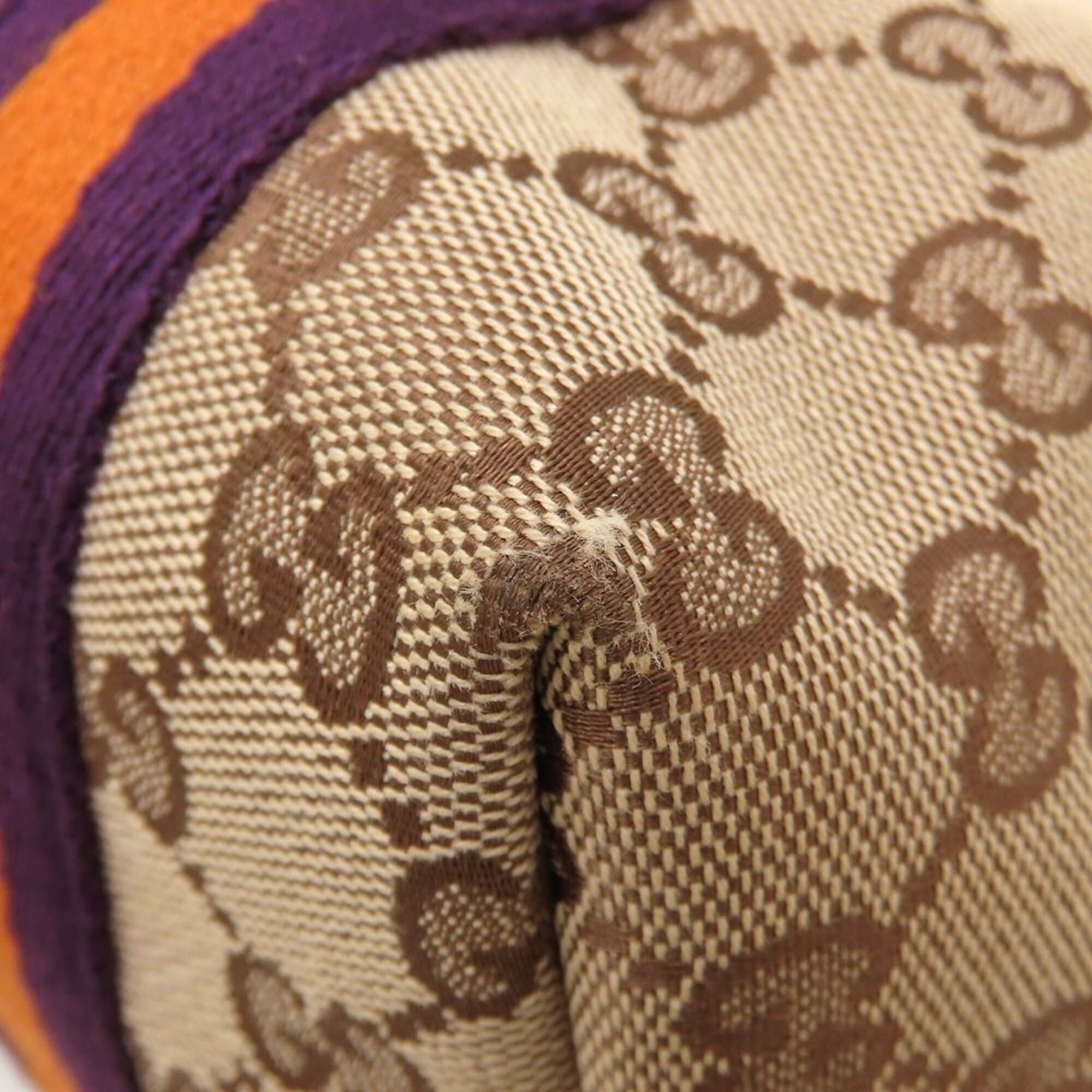 Gucci Sherry Line Beige Orange Purple Gg Canvas Leather Handbag (Pre-Owned)