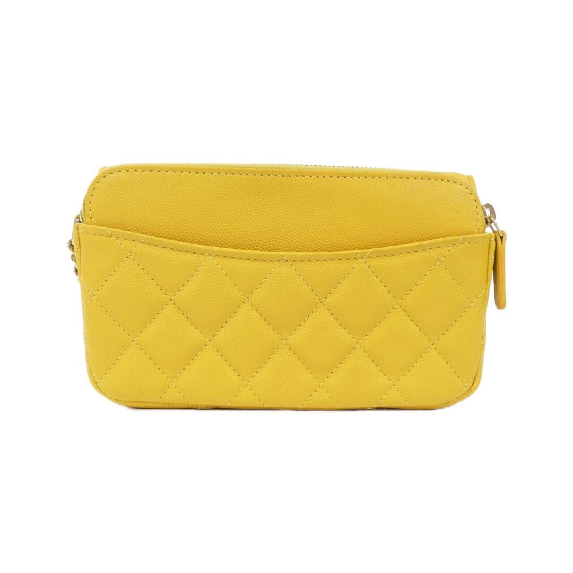 Chanel Yellow Grained Calfskin Phone Wallet (Pre-Owned)