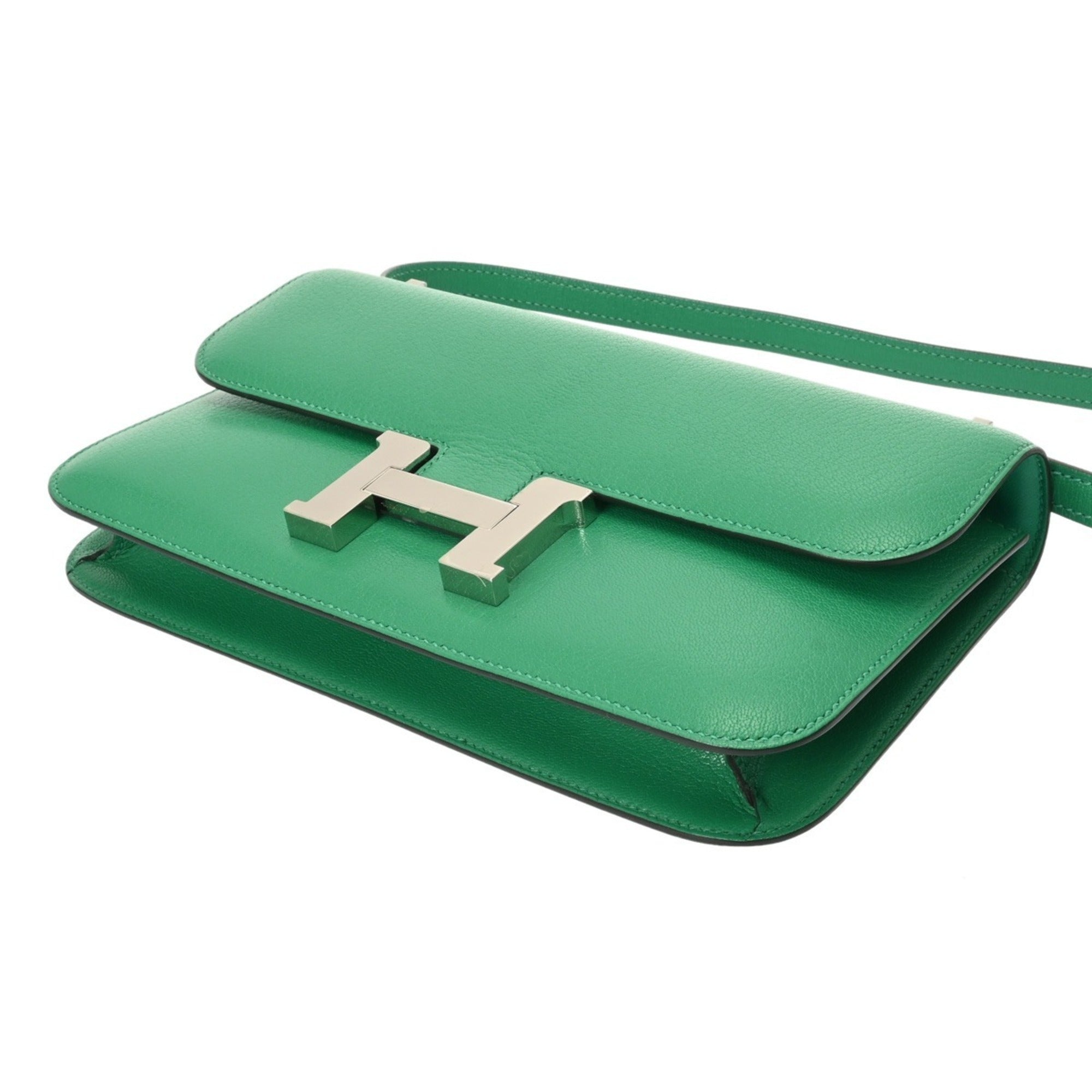 Hermes Mint Green Chevre Leather Shoulder Bag (Pre-Owned)